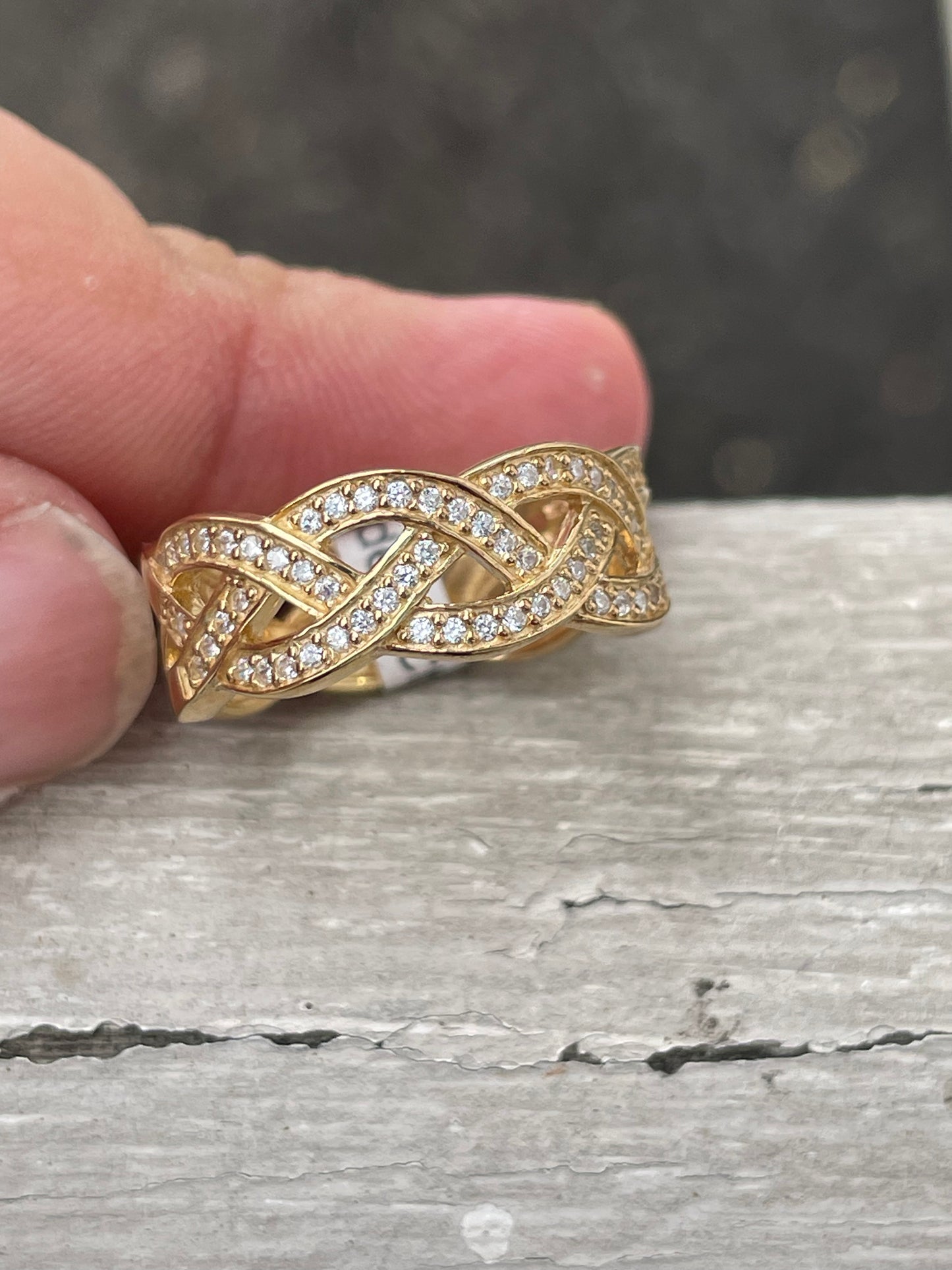 925 Sterling Silver Eternity Knot Band With Cz