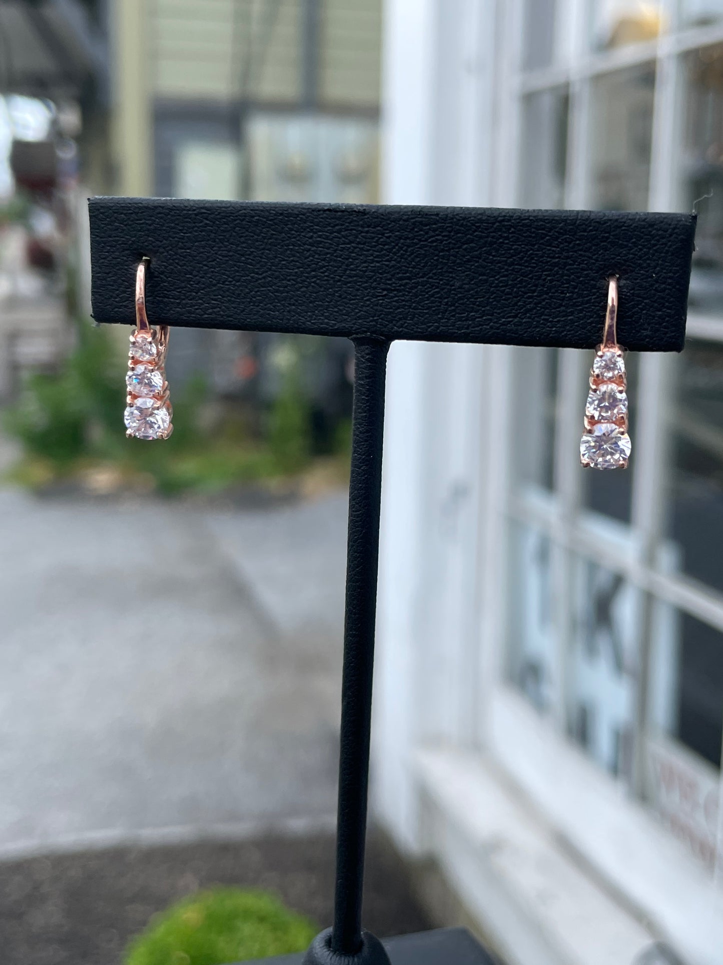 925 Sterling Silver Rose Vermeil Past Present Future Drop Earrings