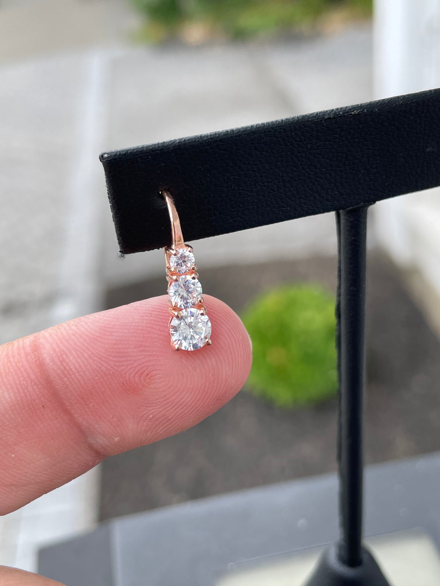 925 Sterling Silver Rose Vermeil Past Present Future Drop Earrings