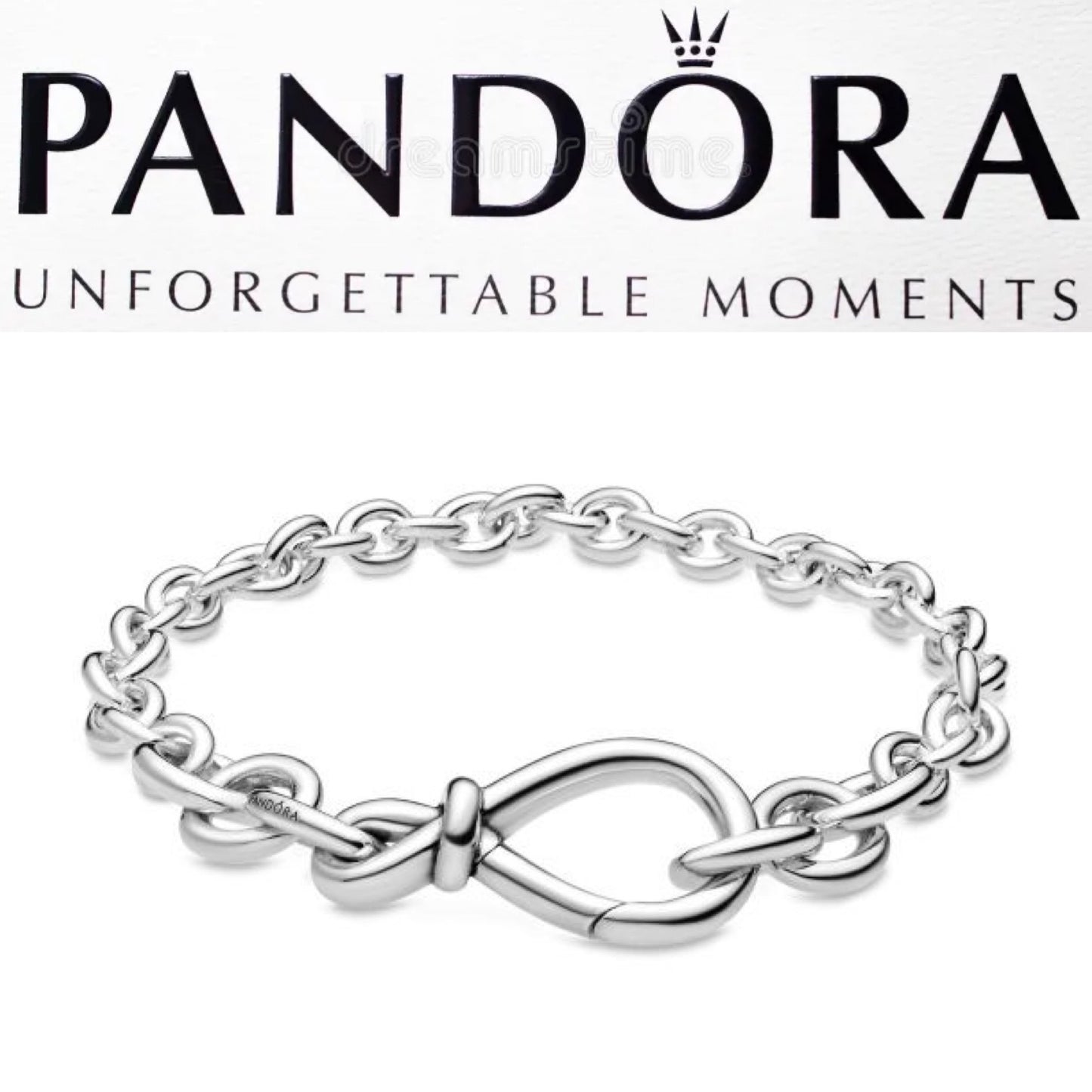 598911C00 Pandora Chunky Infinity knot chain bracelet 6.3”