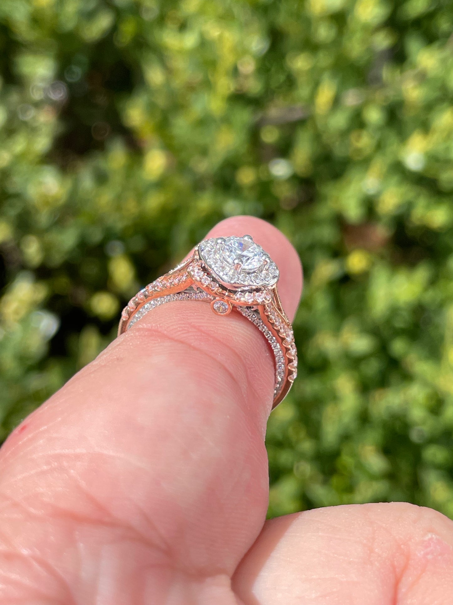 9k Rose Gold & Sterling Silver 2pc Clear Zirconia Bridal Set