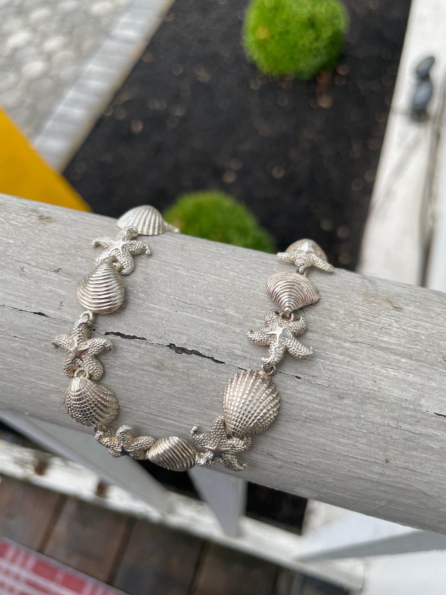 925 Sterling Silver Seashell & Starfish Bracelet