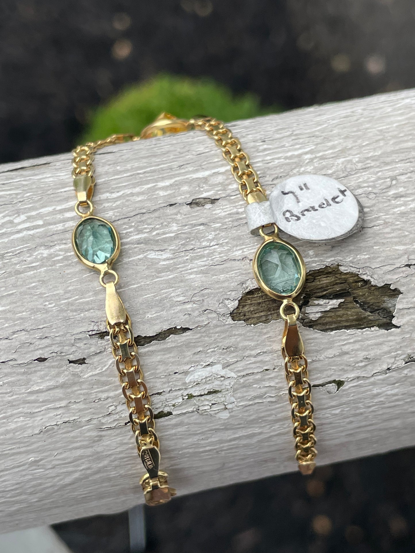 14k Gold Lab Created Citrine & Green Amethyst Bizmark Bracelet
