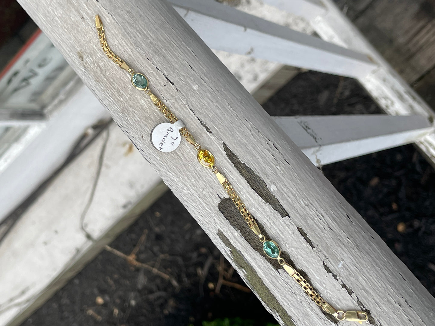 14k Gold Lab Created Citrine & Green Amethyst Bizmark Bracelet
