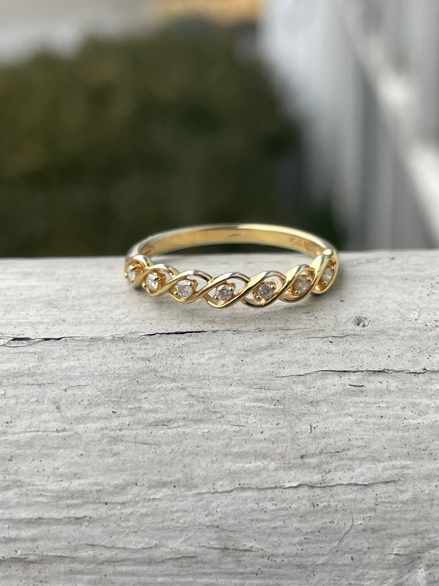 925 Sterling Silver Vermeil Diamond Infinity Band Ring