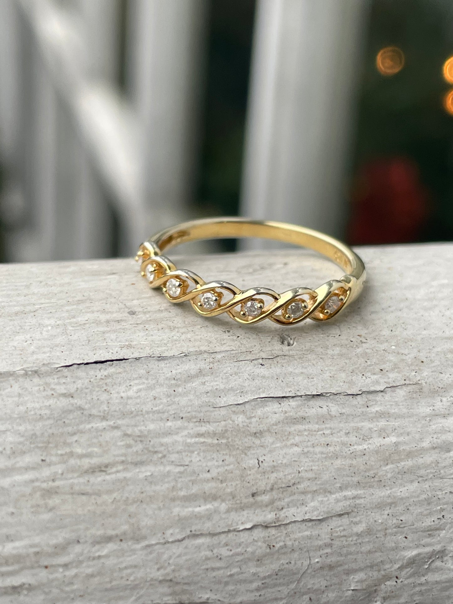 925 Sterling Silver Vermeil Diamond Infinity Band Ring