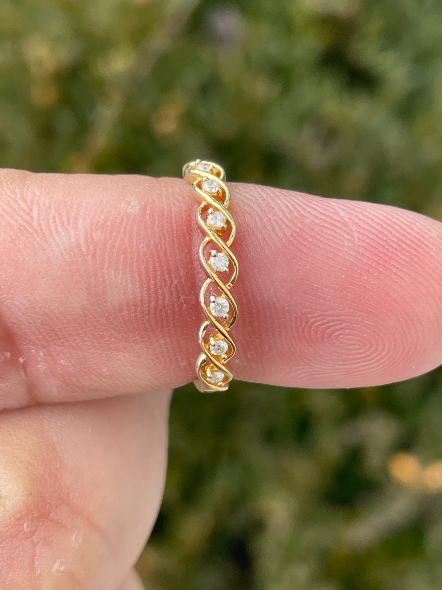 925 Sterling Silver Vermeil Diamond Infinity Band Ring