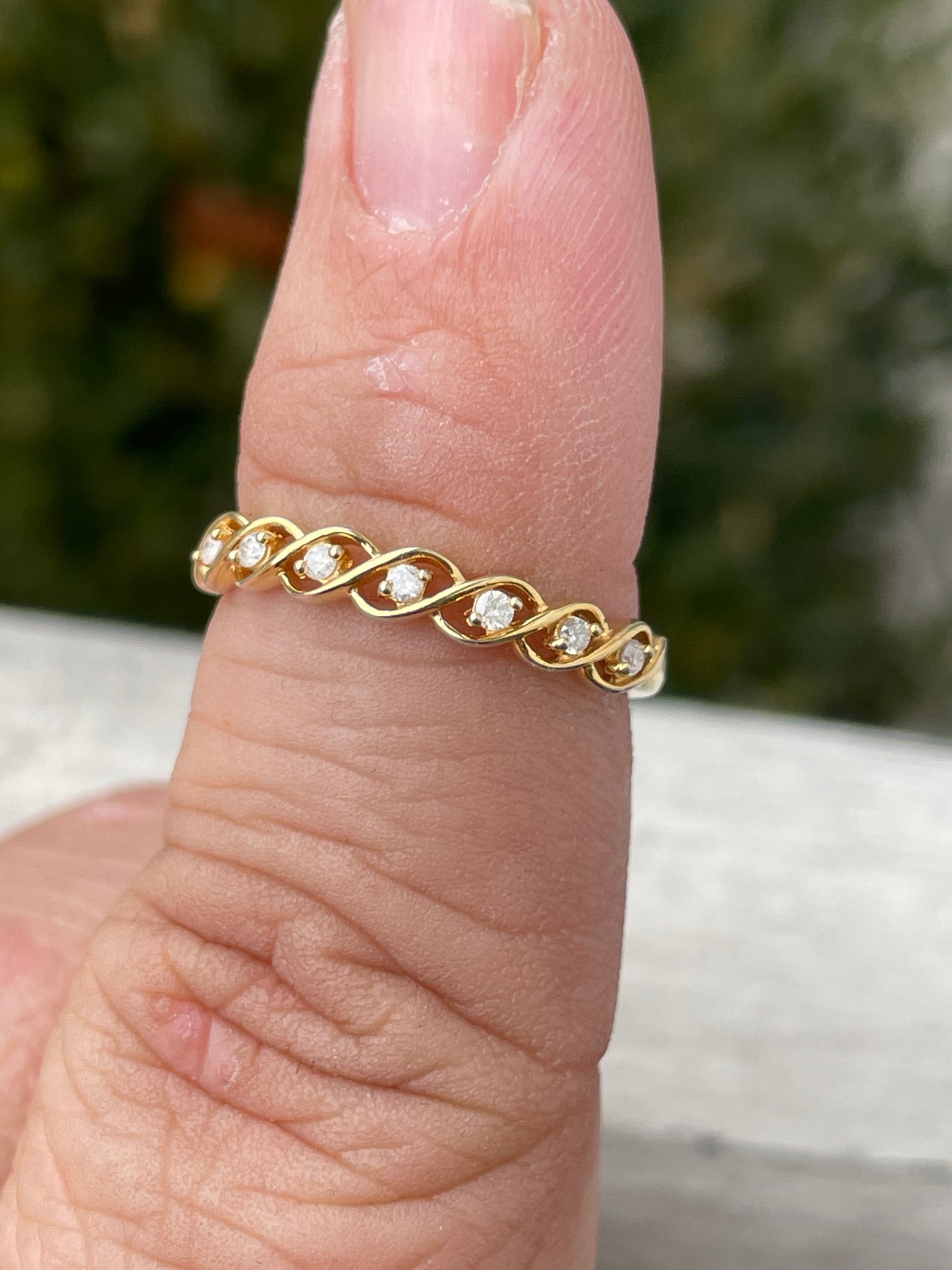 925 Sterling Silver Vermeil Diamond Infinity Band Ring