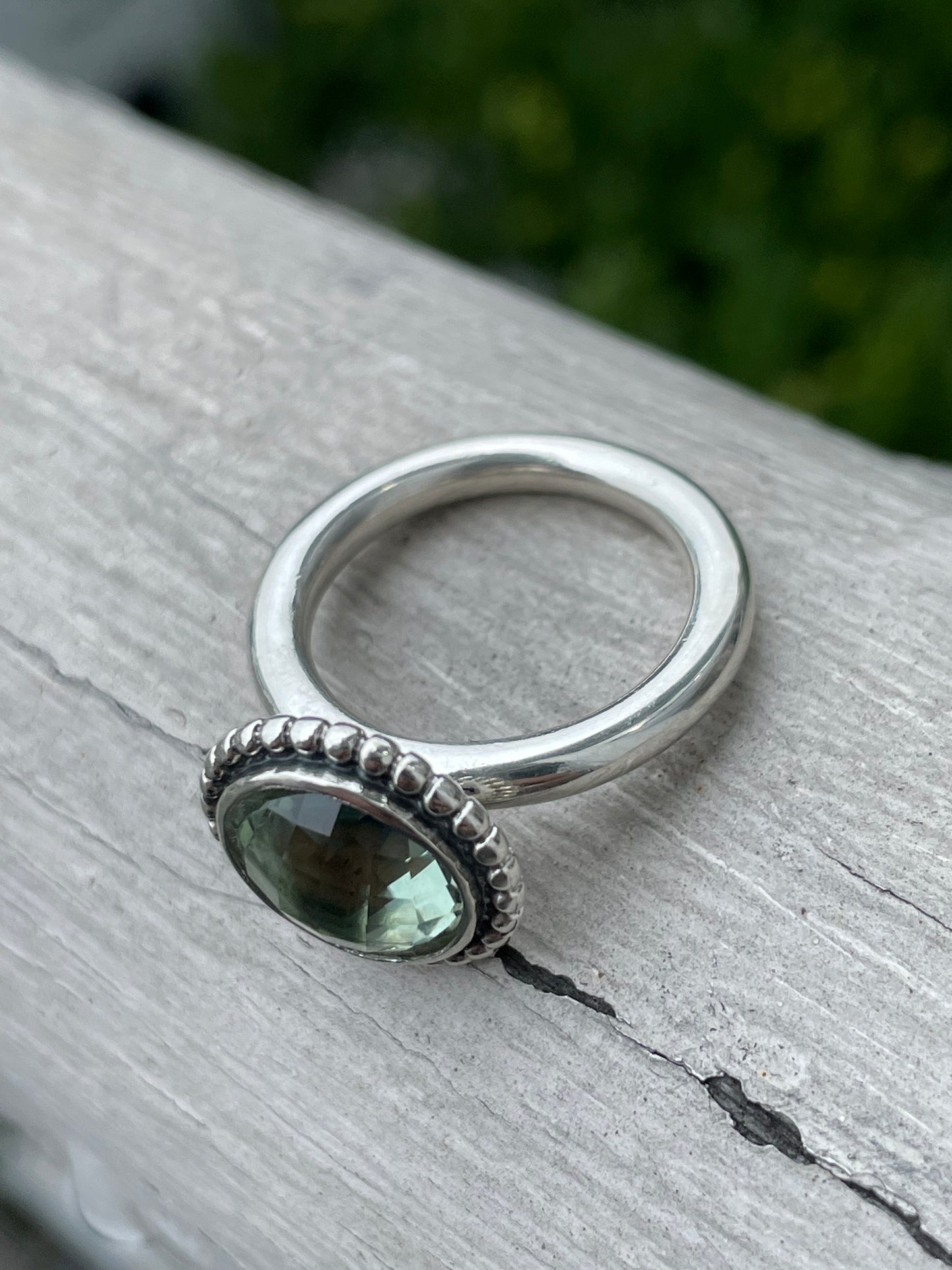 Pandora 190620GAM Autumn Sky Green Amethyst Ring Sz 6.5