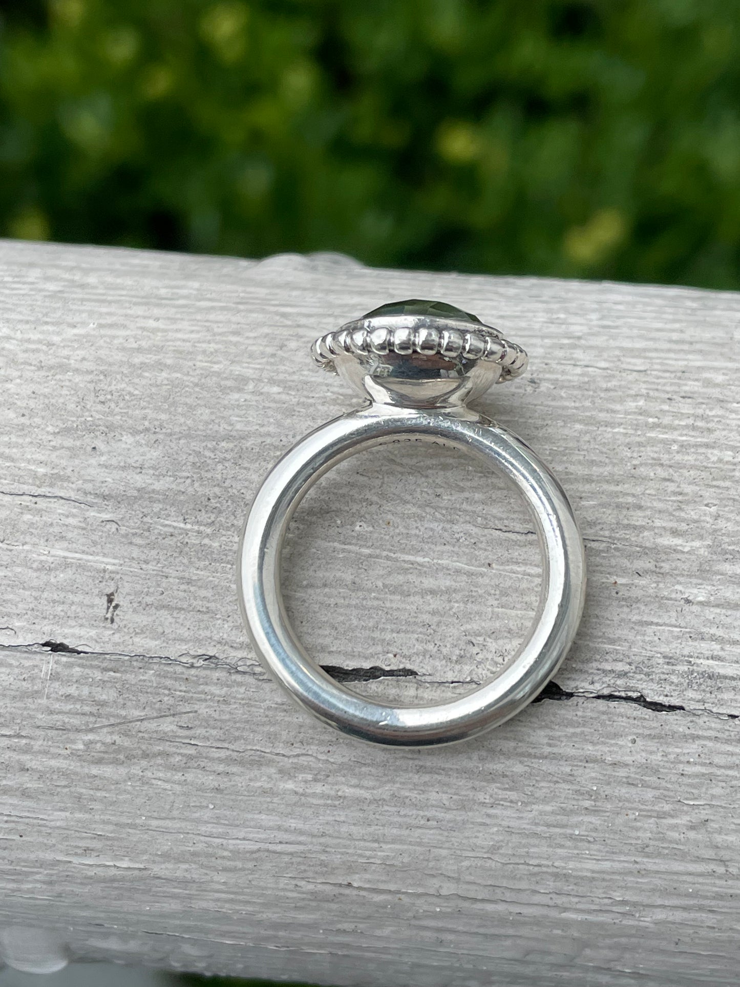 Pandora 190620GAM Autumn Sky Green Amethyst Ring Sz 6.5