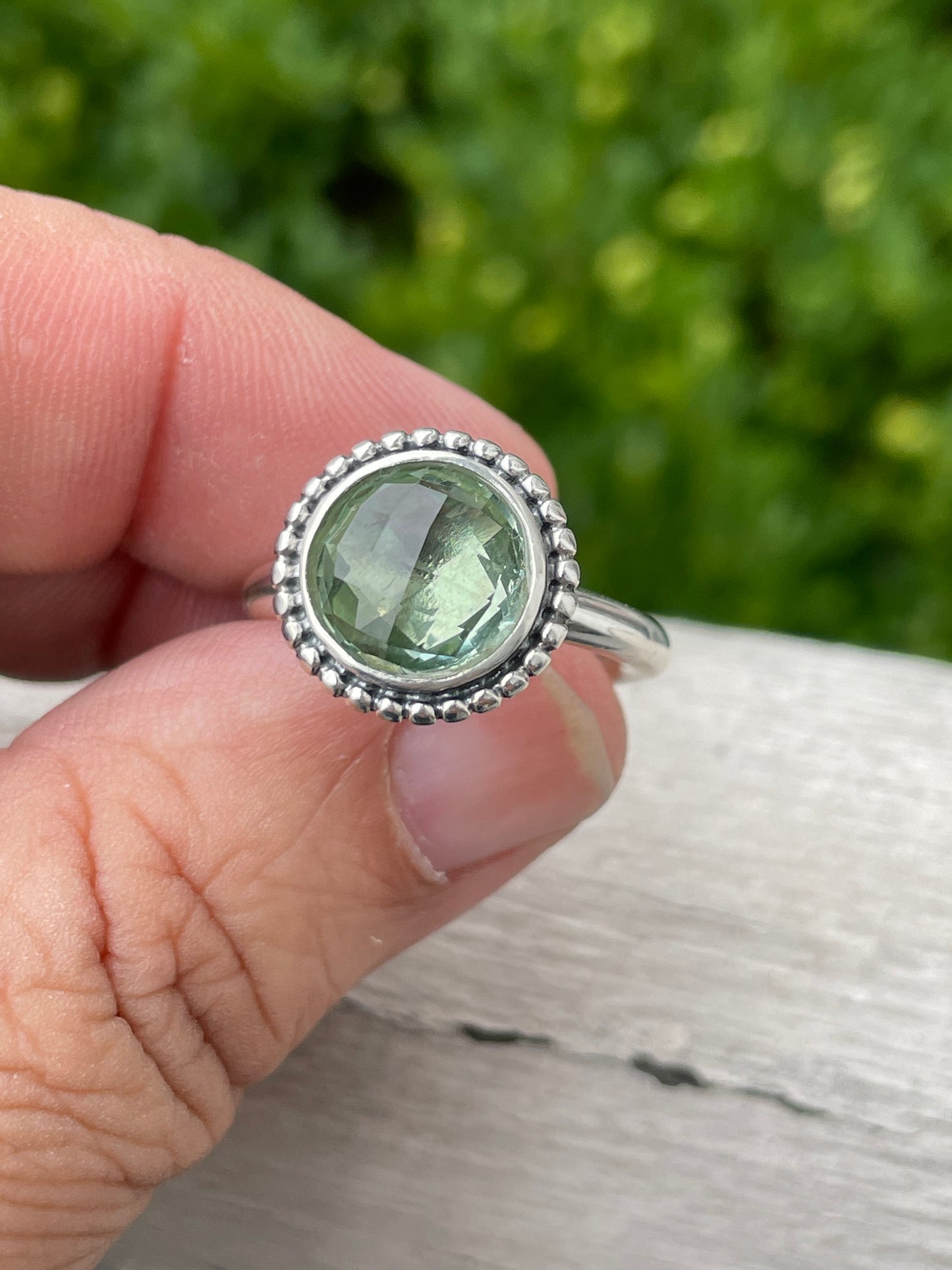 Pandora 190620GAM Autumn Sky Green Amethyst Ring Sz 6.5