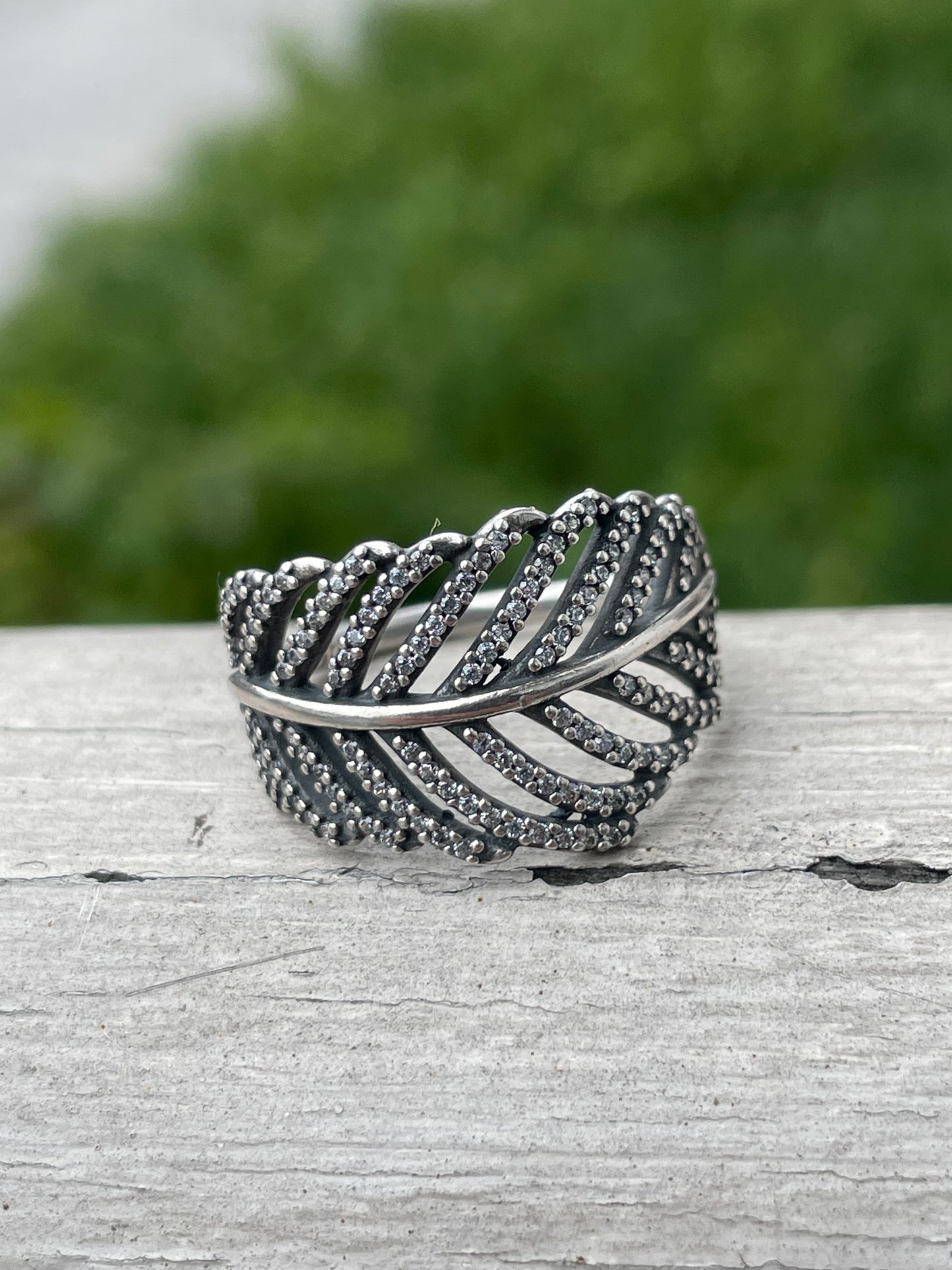 Pandora 190886CZ Light as a Feather silver ring Sz 7