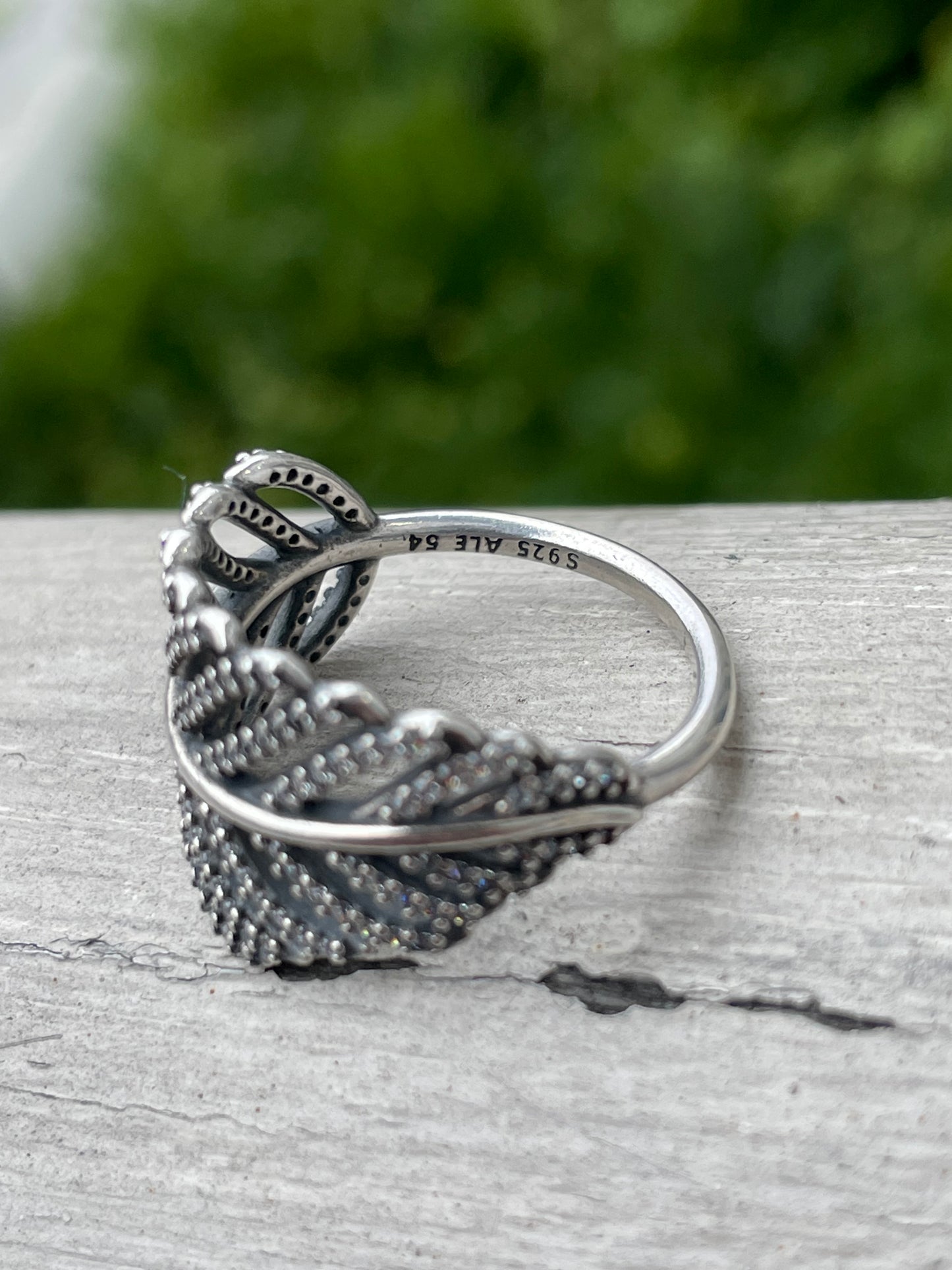 Pandora 190886CZ Light as a Feather silver ring Sz 7
