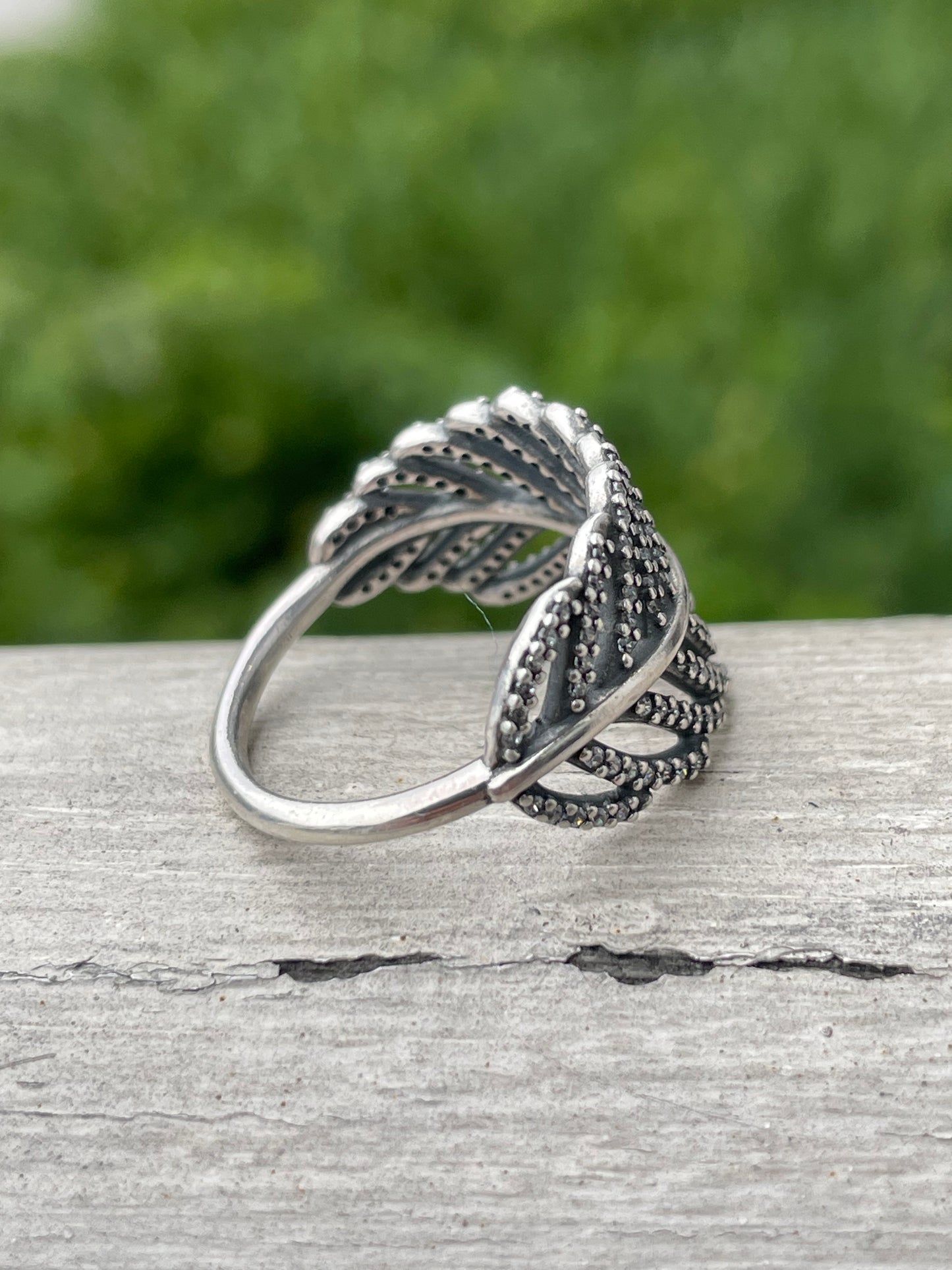 Pandora 190886CZ Light as a Feather silver ring Sz 7