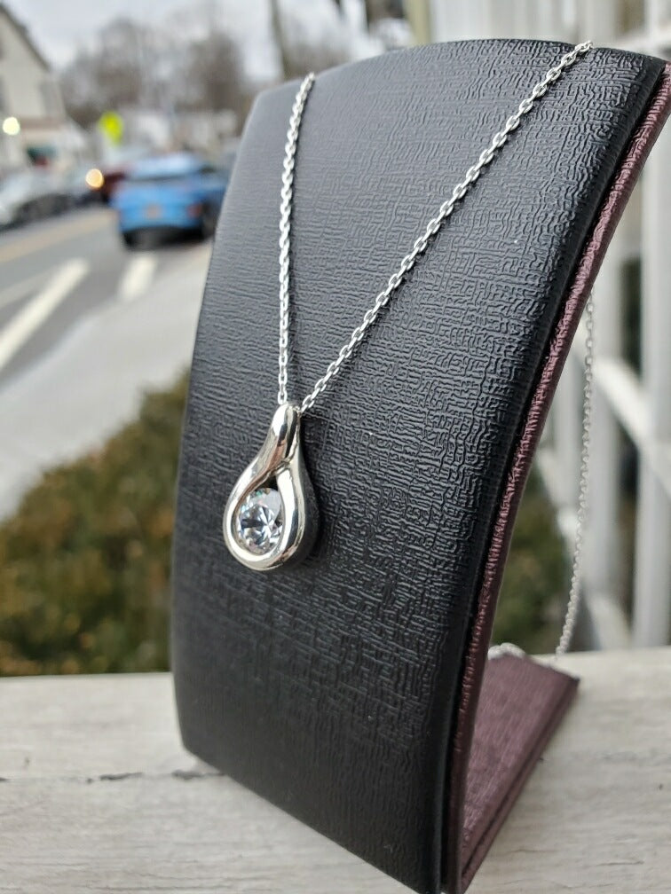 925 Sterling Silver Statement Teardrop Setting Necklace