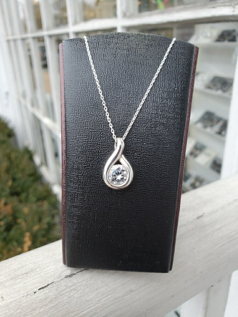 925 Sterling Silver Statement Teardrop Setting Necklace
