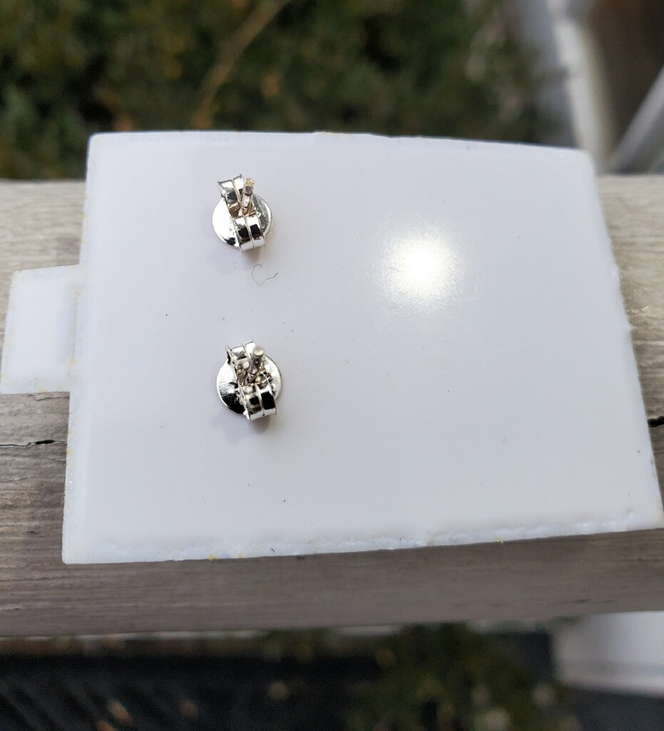 925 Sterling Silver Cabochon Cut Moonstone Stud Earrings