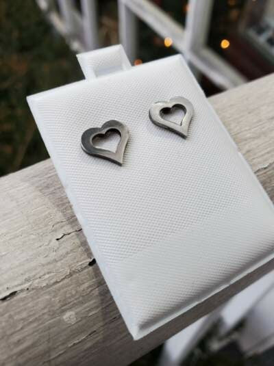 Stainless Steel Open Heart Stud Earrings