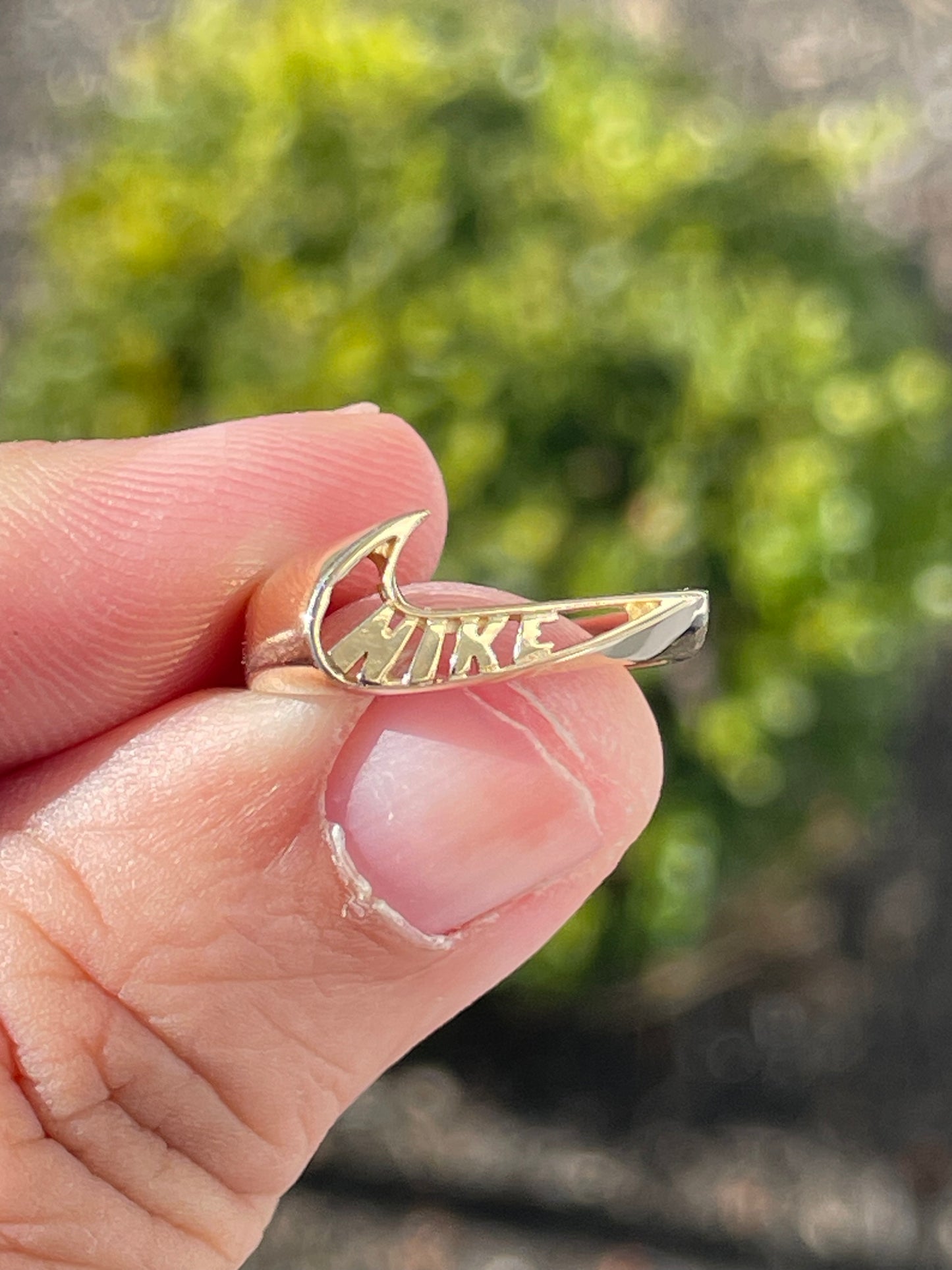 Solid 14k Gold Vintage Nike Swoosh Logo Ring Size 6