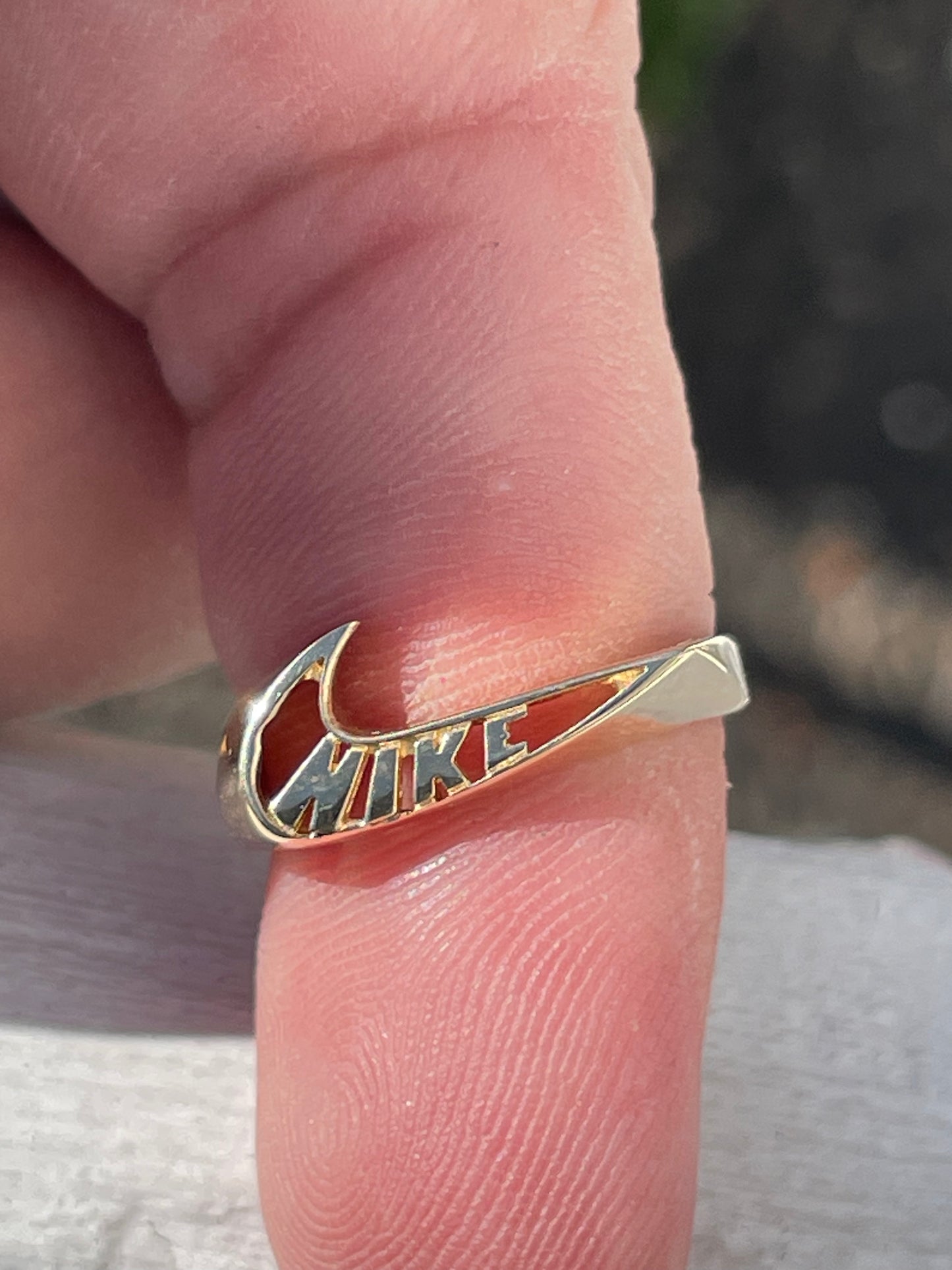 Solid 14k Gold Vintage Nike Swoosh Logo Ring Size 6