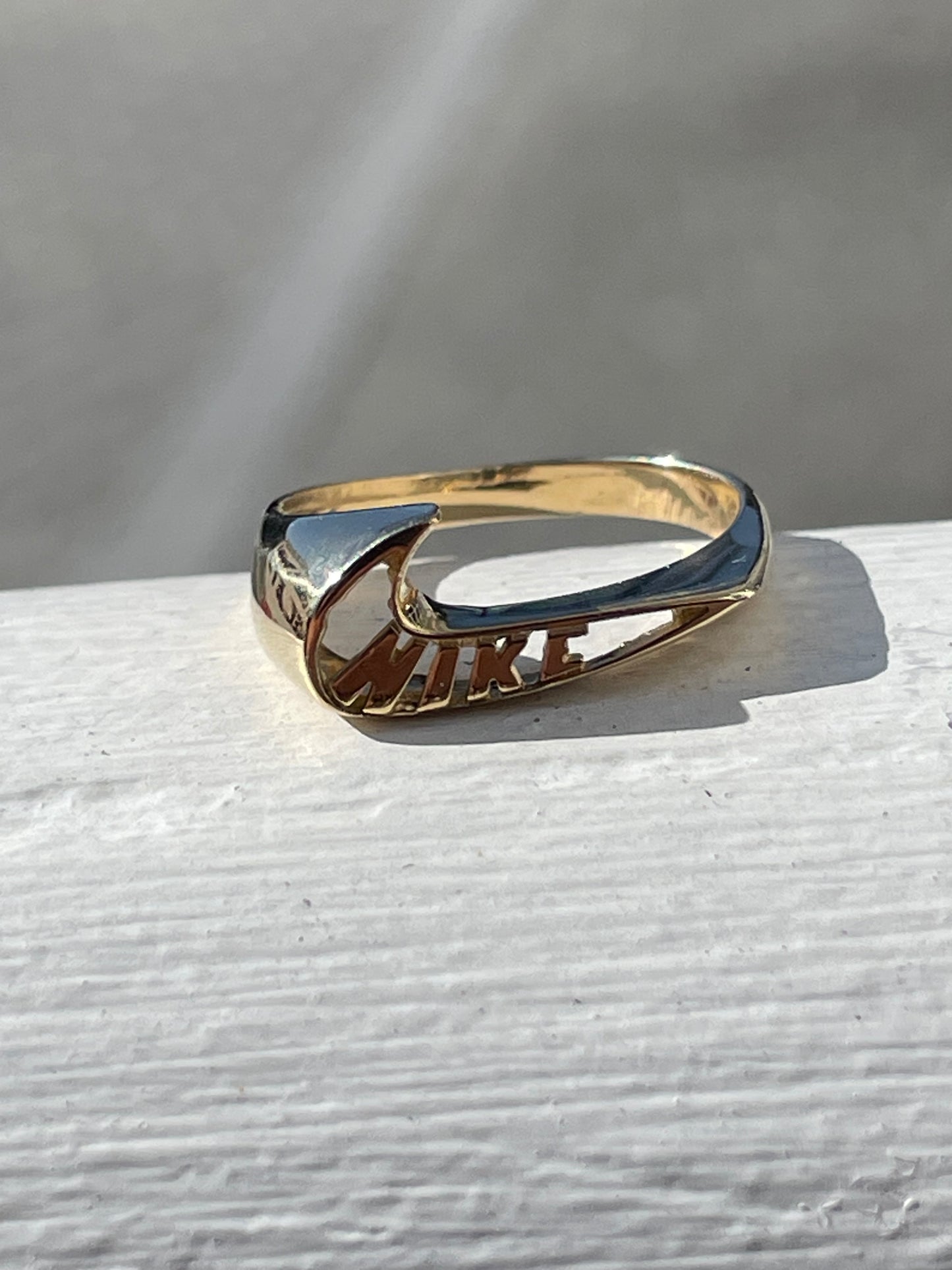Solid 14k Gold Vintage Nike Swoosh Logo Ring Size 6