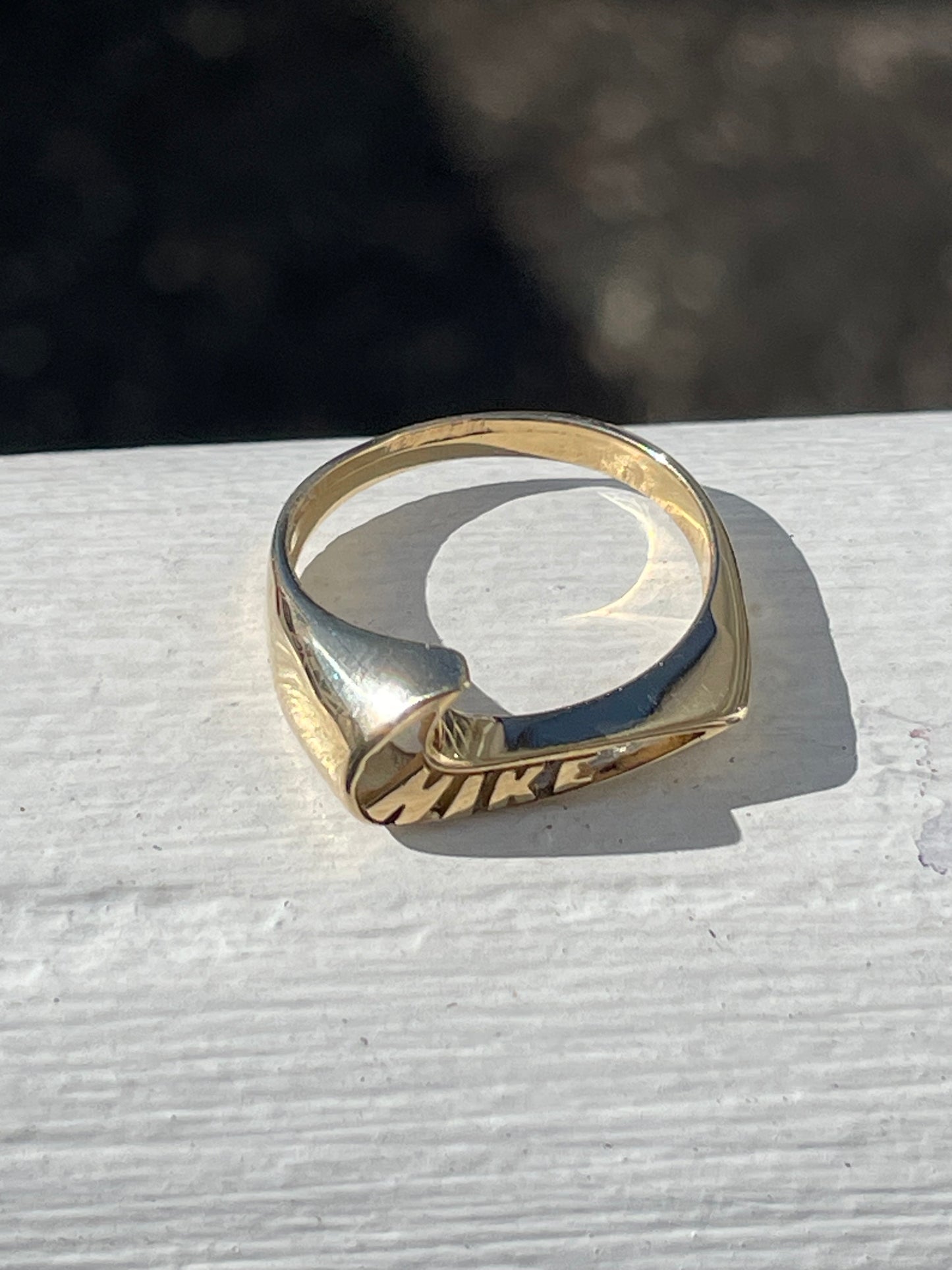 Solid 14k Gold Vintage Nike Swoosh Logo Ring Size 6