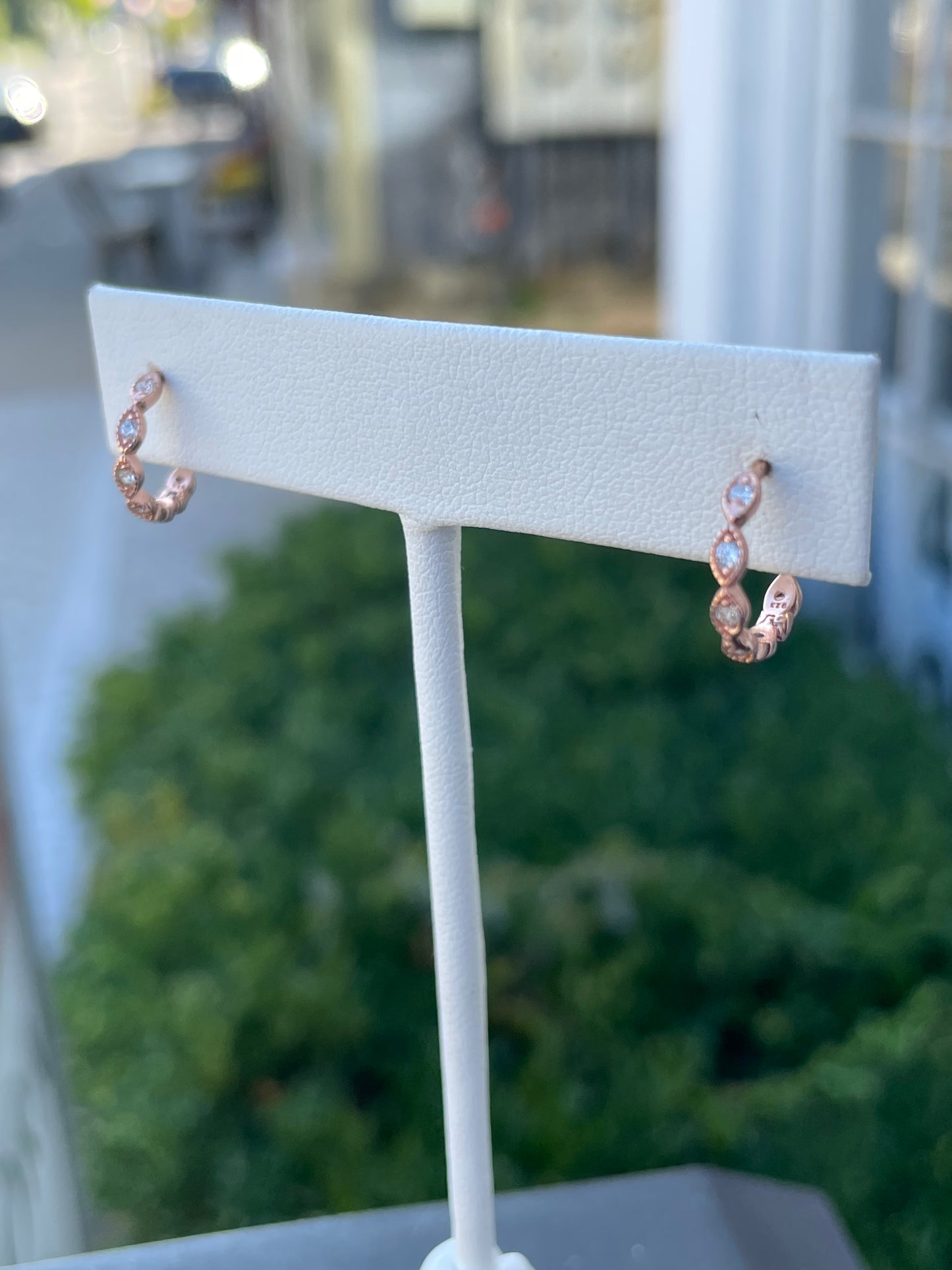 925 Sterling Silver Rose Vermeil Petite Cz Huggy Hoop Earrings