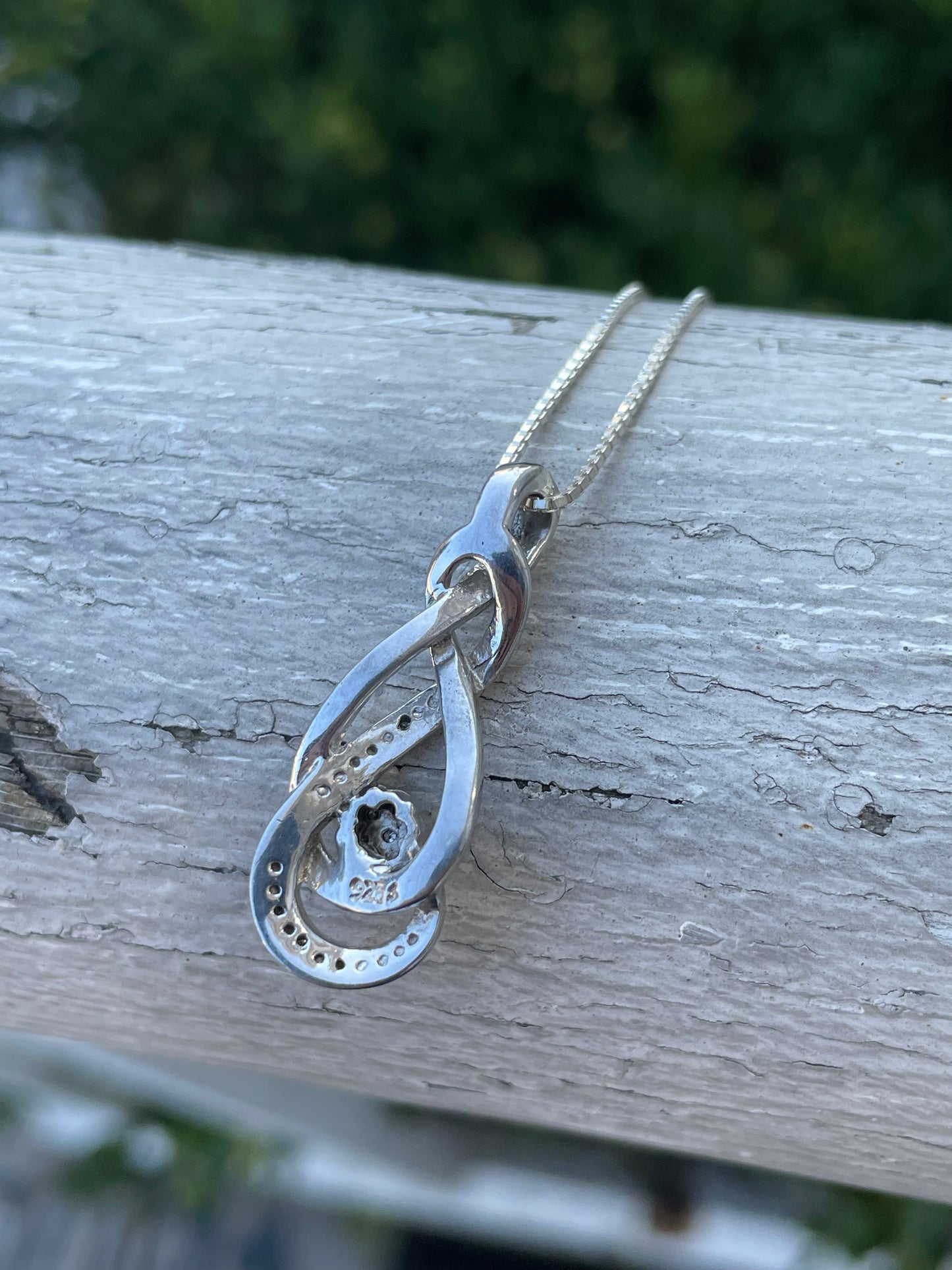 925 Sterling Silver Infinity Diamond Necklace