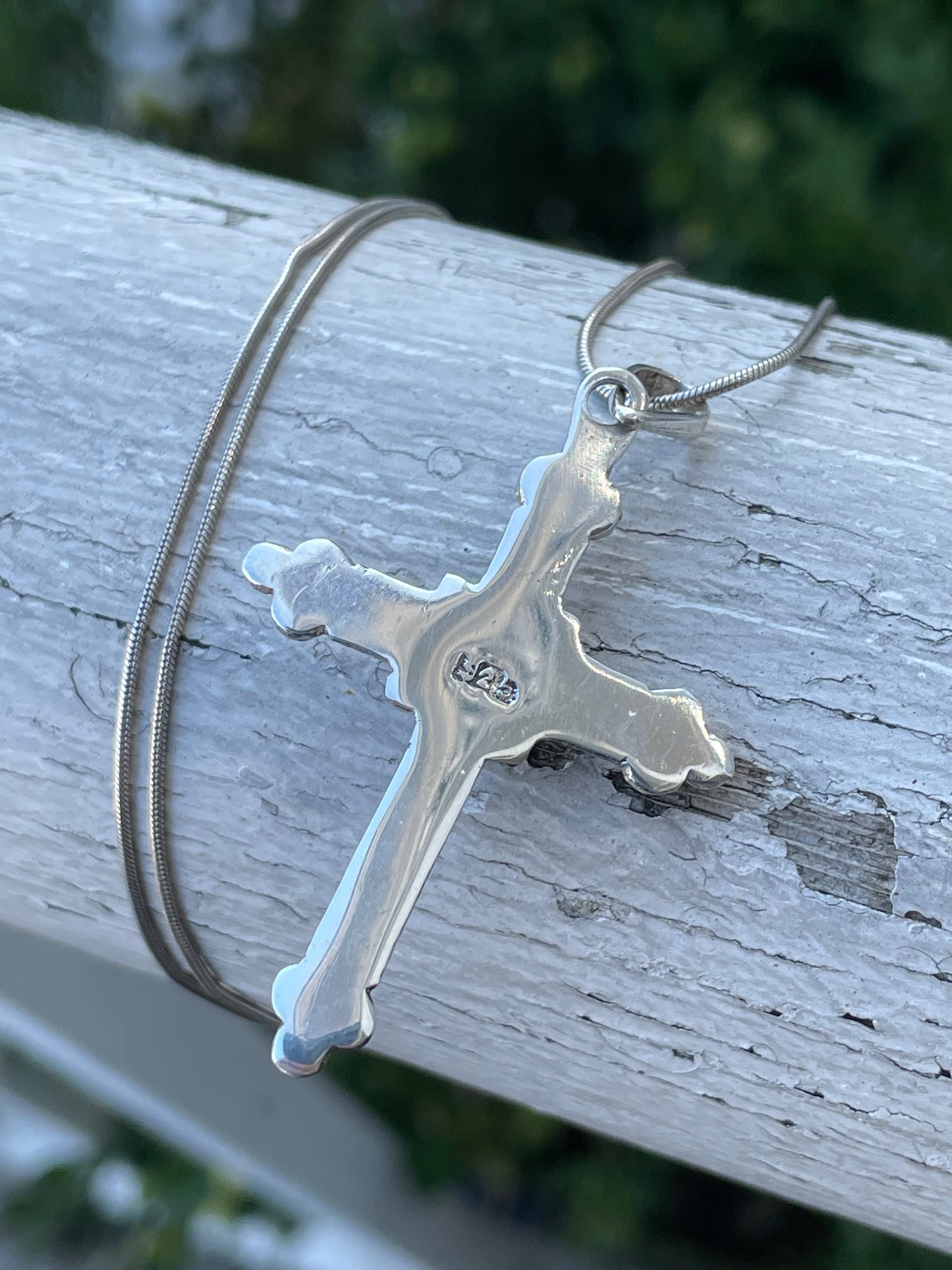 925 Sterling Silver Amethyst Beaded Cross Necklace