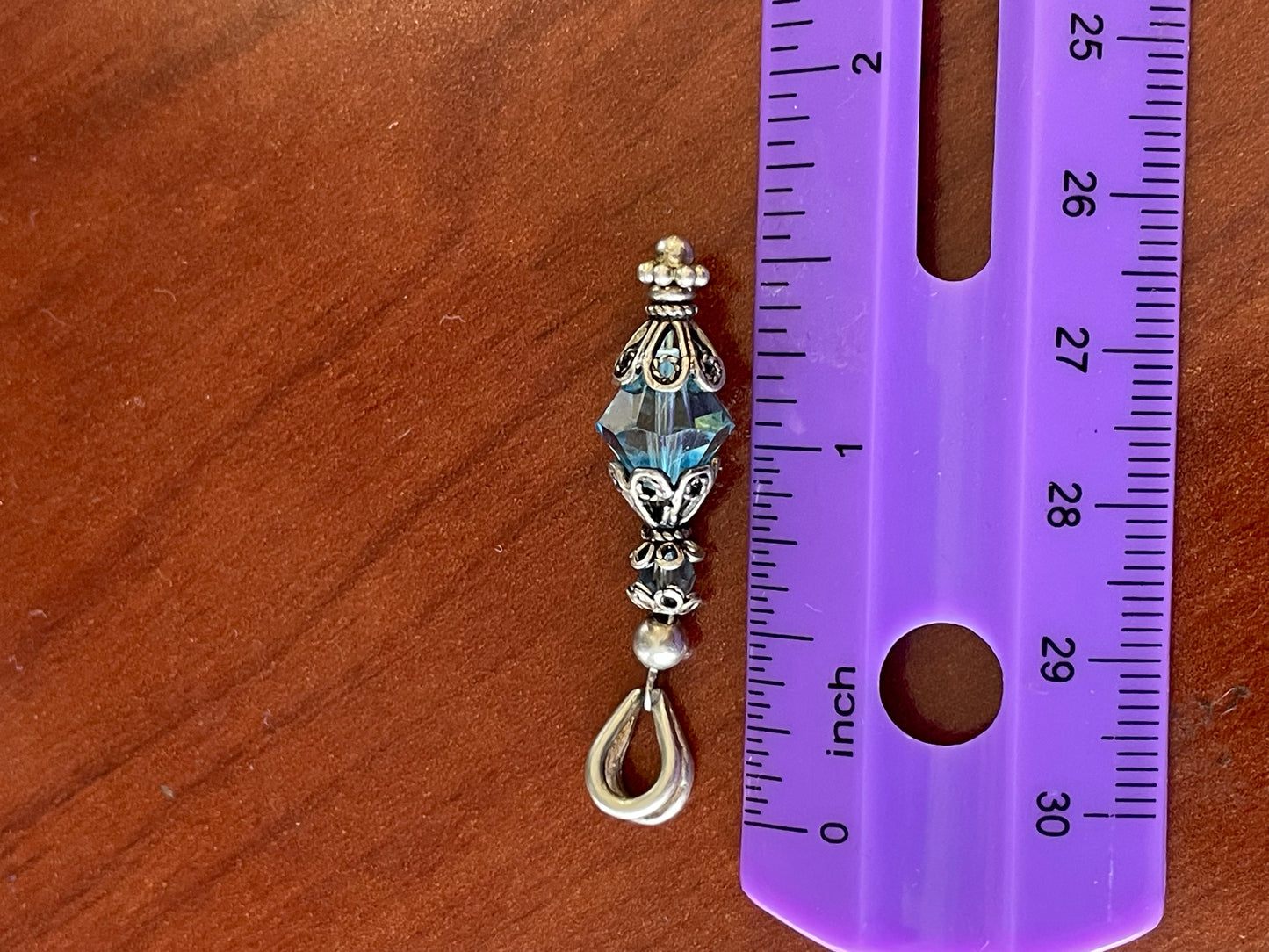 925 Sterling Silver Blue Crystal Lavaliere Charm Pendant