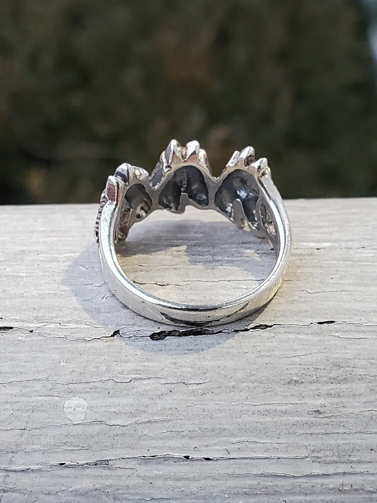 925 Sterling Silver Triple Horse Head Ring