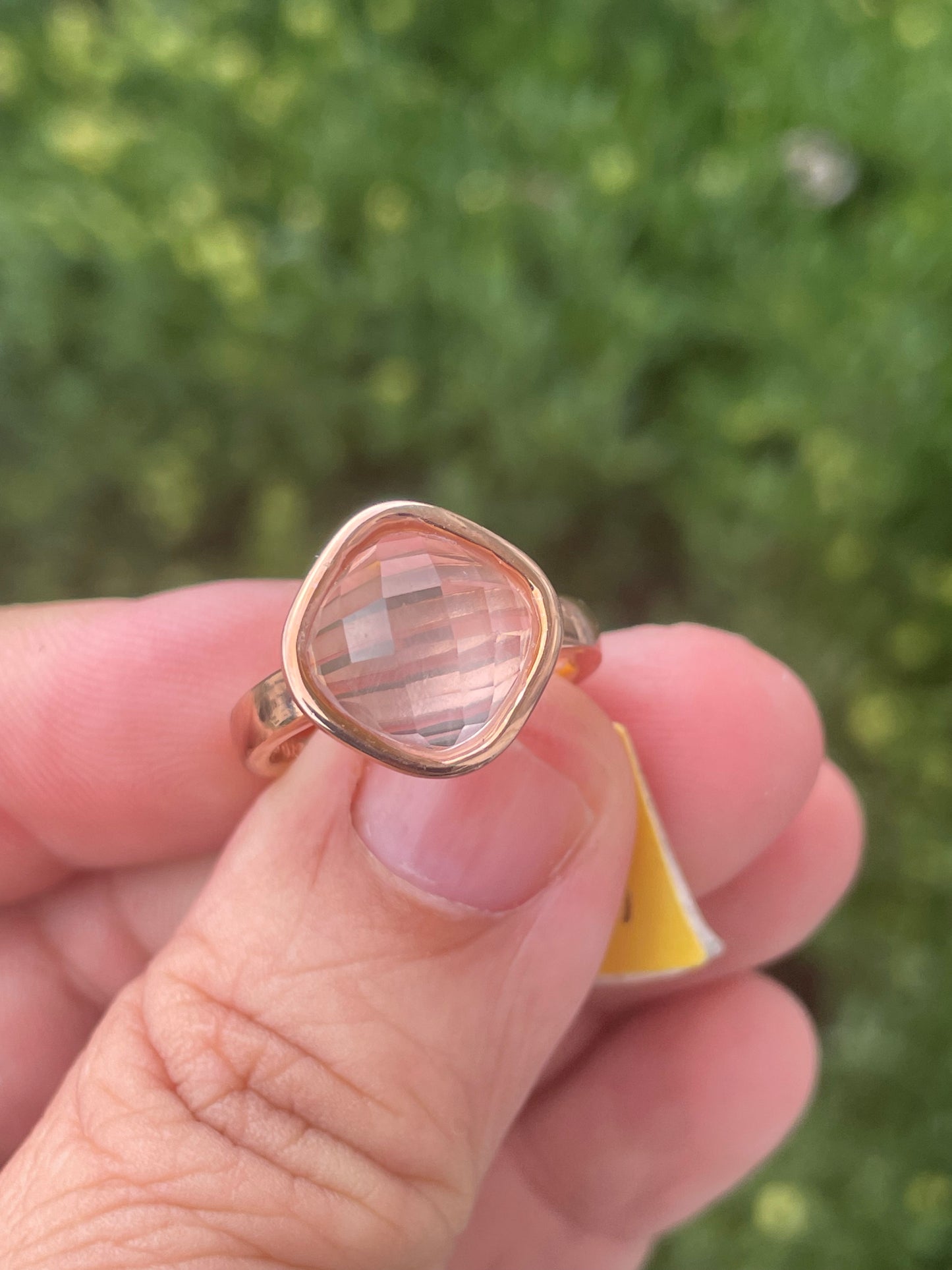 925 Sterling Silver Rose Vermeil Morganite Statement Ring Sz 7