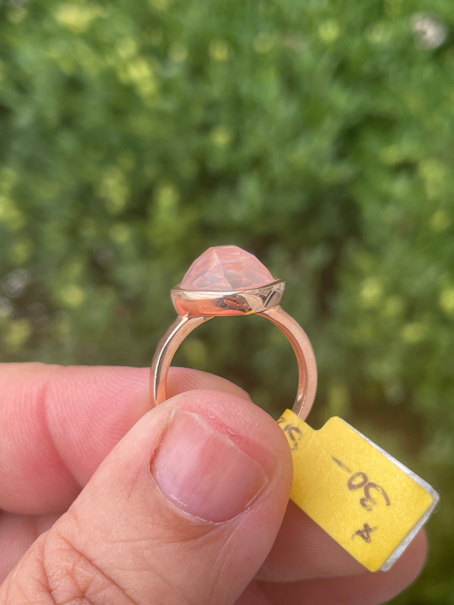 925 Sterling Silver Rose Vermeil Morganite Statement Ring Sz 7