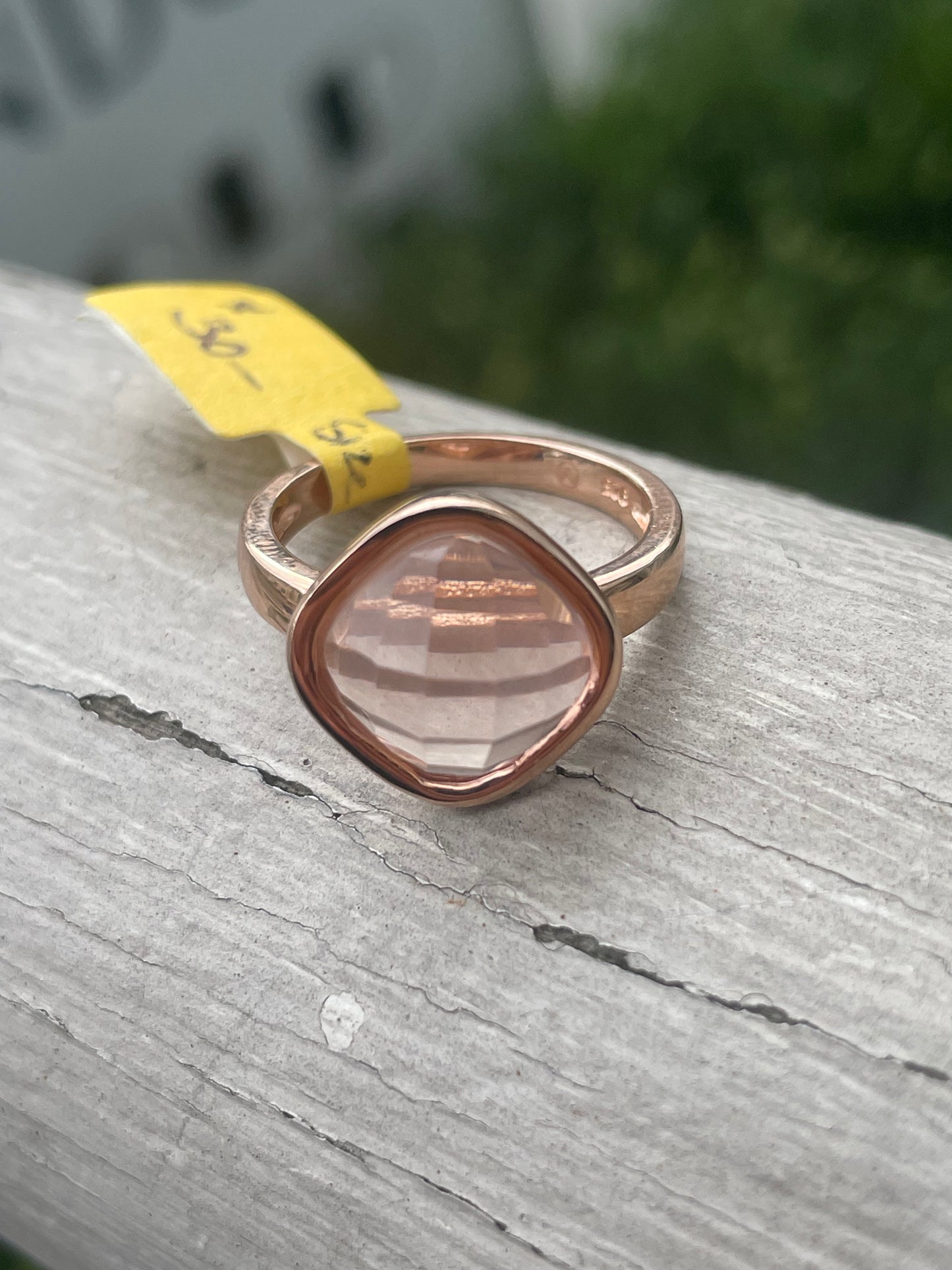 925 Sterling Silver Rose Vermeil Morganite Statement Ring Sz 7