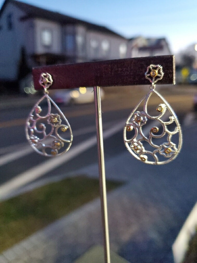 925 Sterling Silver Vermeil Highlighted Reach for the Stars Drop Earrings