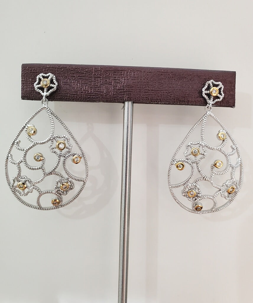 925 Sterling Silver Vermeil Highlighted Reach for the Stars Drop Earrings