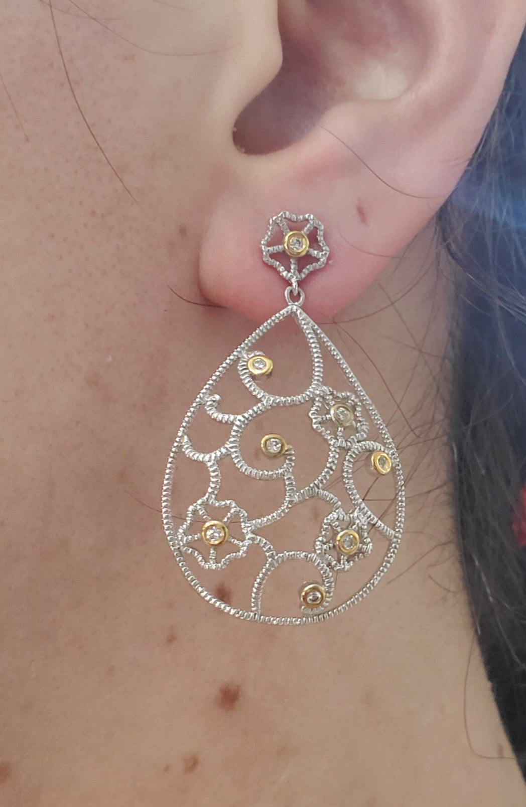 925 Sterling Silver Vermeil Highlighted Reach for the Stars Drop Earrings