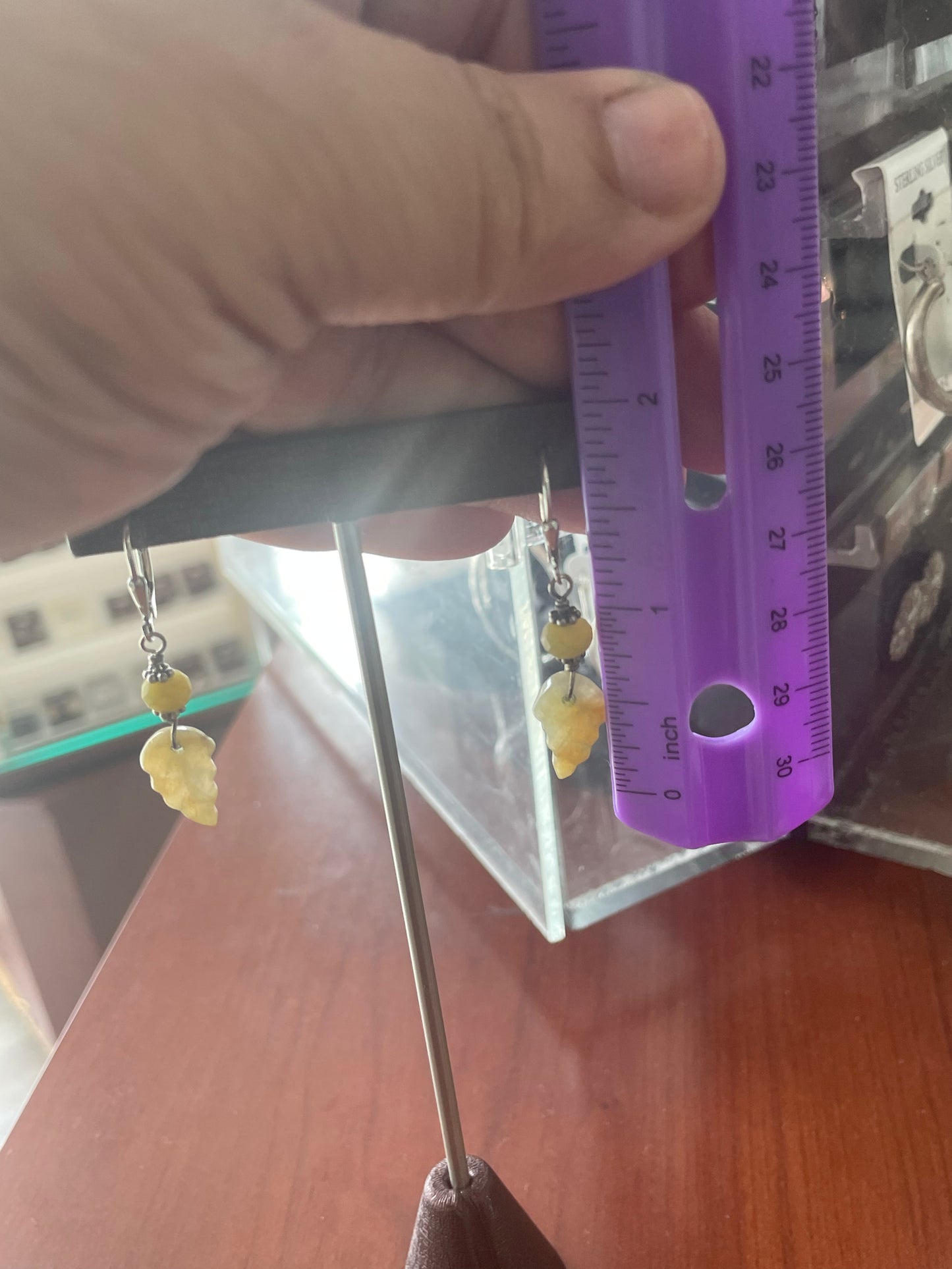 925 Sterling Silver Raw Citrine Handmade Leaf Dangle Earrings