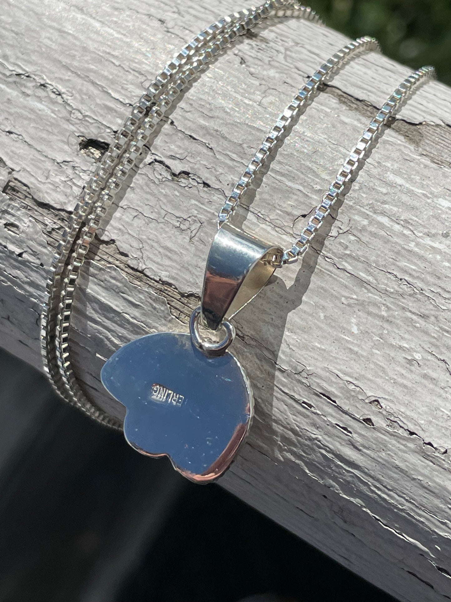 925 Sterling Silver Opal Running Bear Logo Necklace 20”