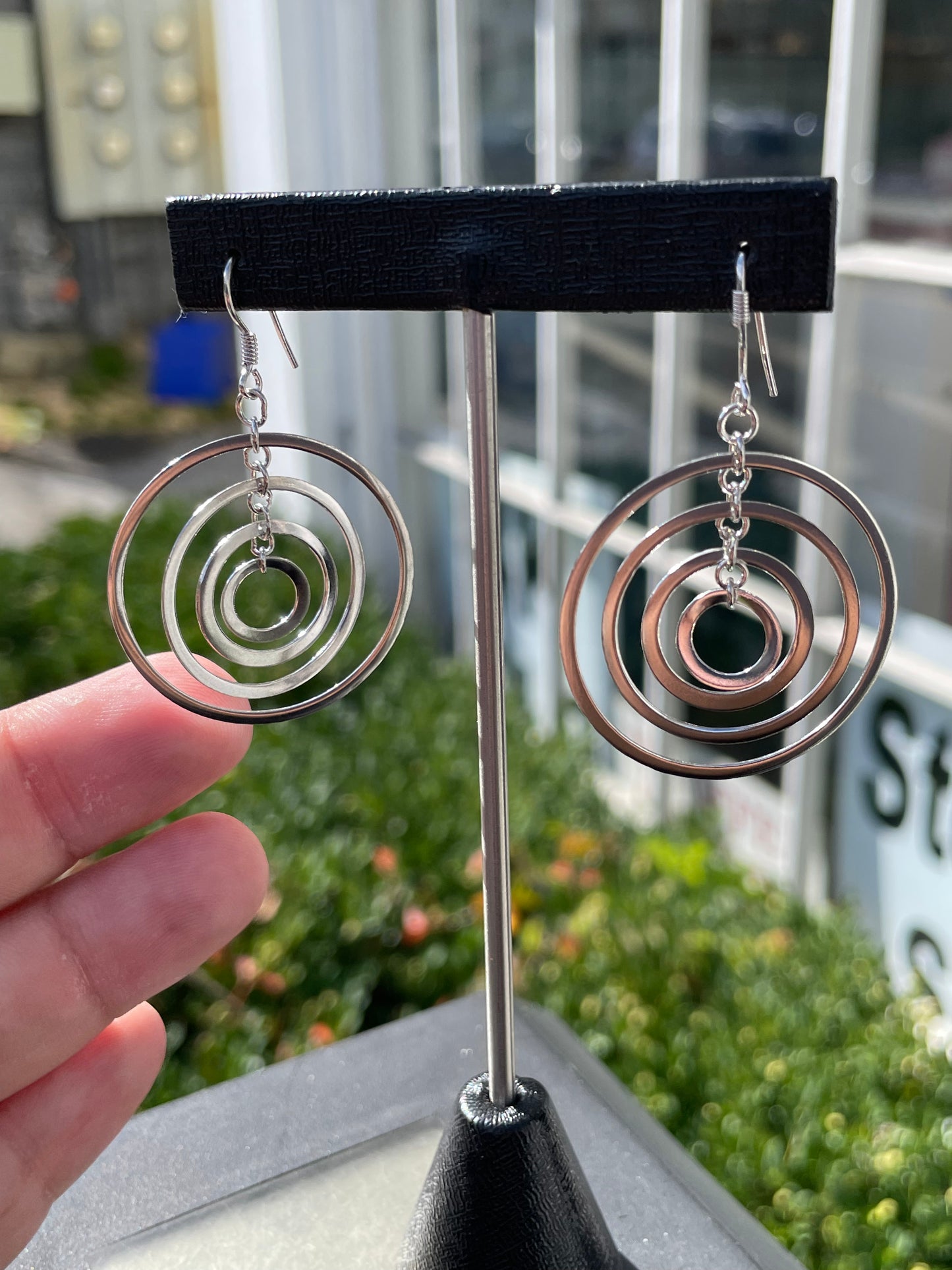 925 Sterling Silver Crop Circles Dangle Earrings