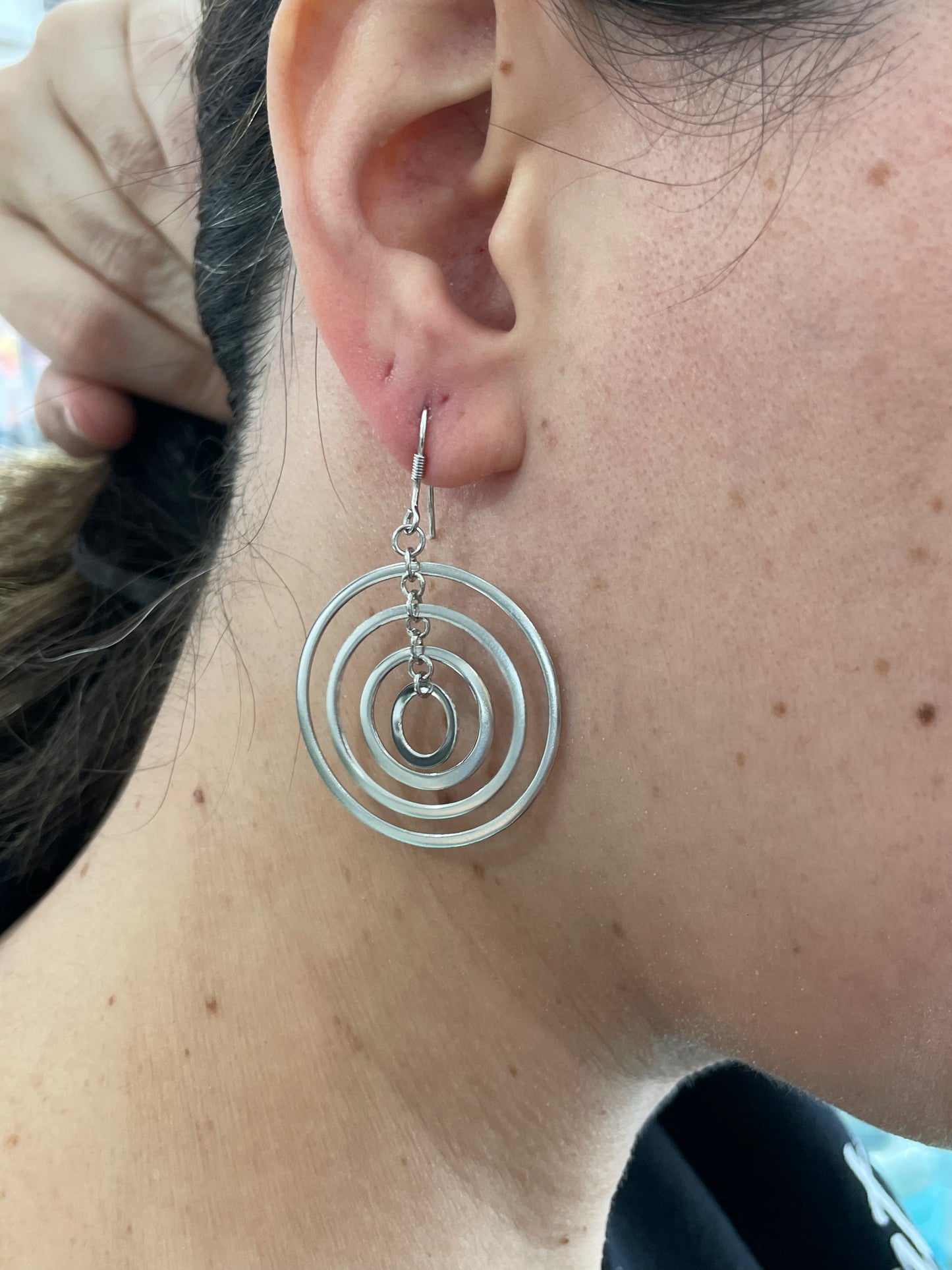 925 Sterling Silver Crop Circles Dangle Earrings