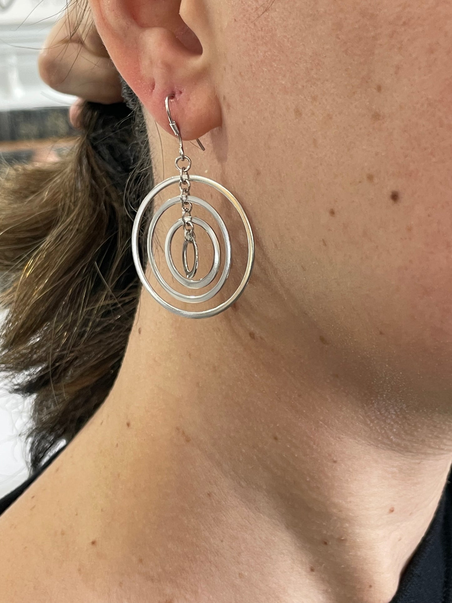 925 Sterling Silver Crop Circles Dangle Earrings