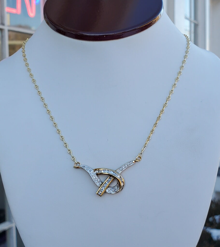 925 Sterling Silver Vermeil Lovers Knot Necklace