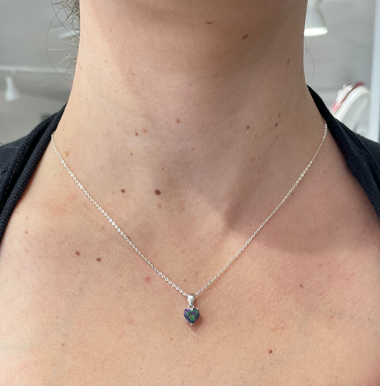 925 Sterling Silver 1.00ct Mystic Topaz Heart Necklace