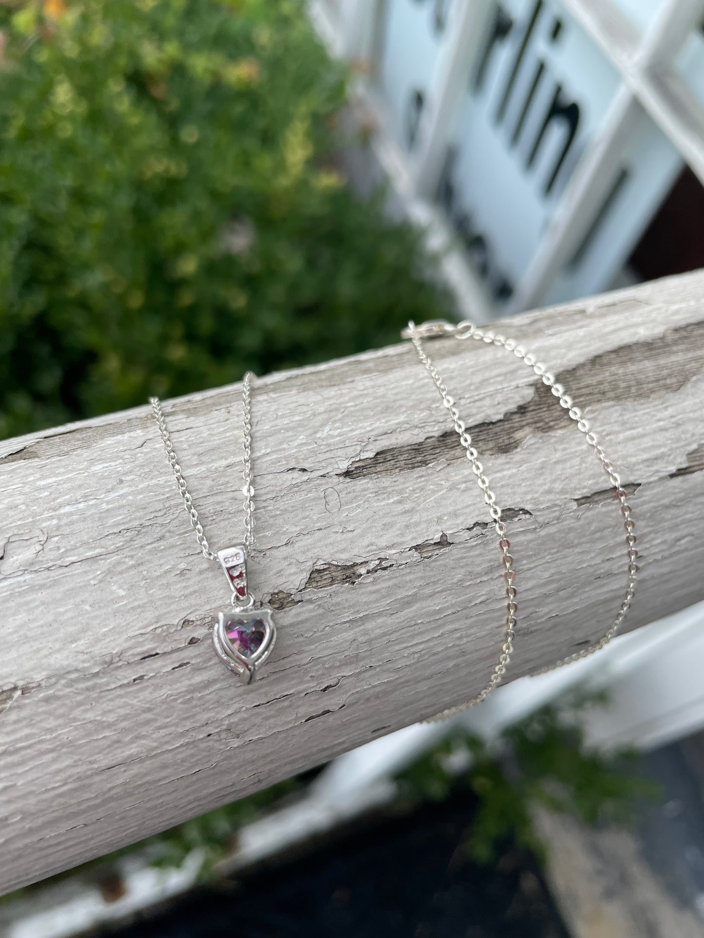 925 Sterling Silver 1.00ct Mystic Topaz Heart Necklace