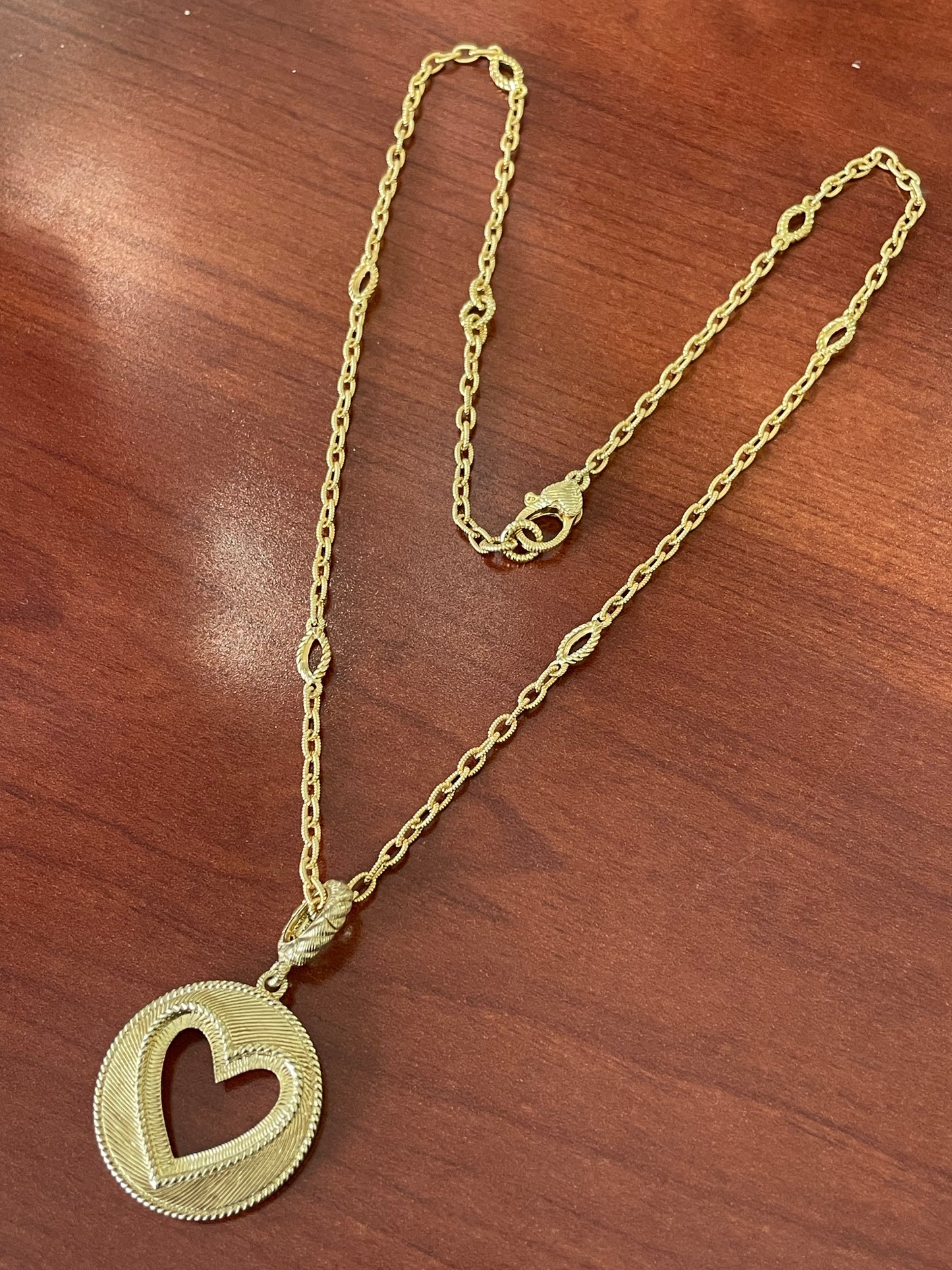 Designer Judith Ripka 925 Sterling Silver Vermeil Heart Enhancer Necklace