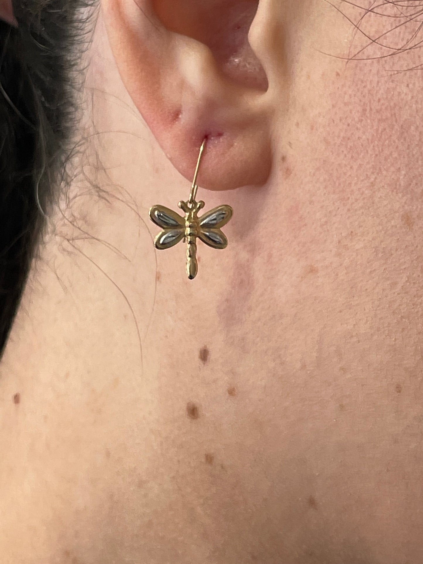 14k gold Dragonfly Drop Earrings