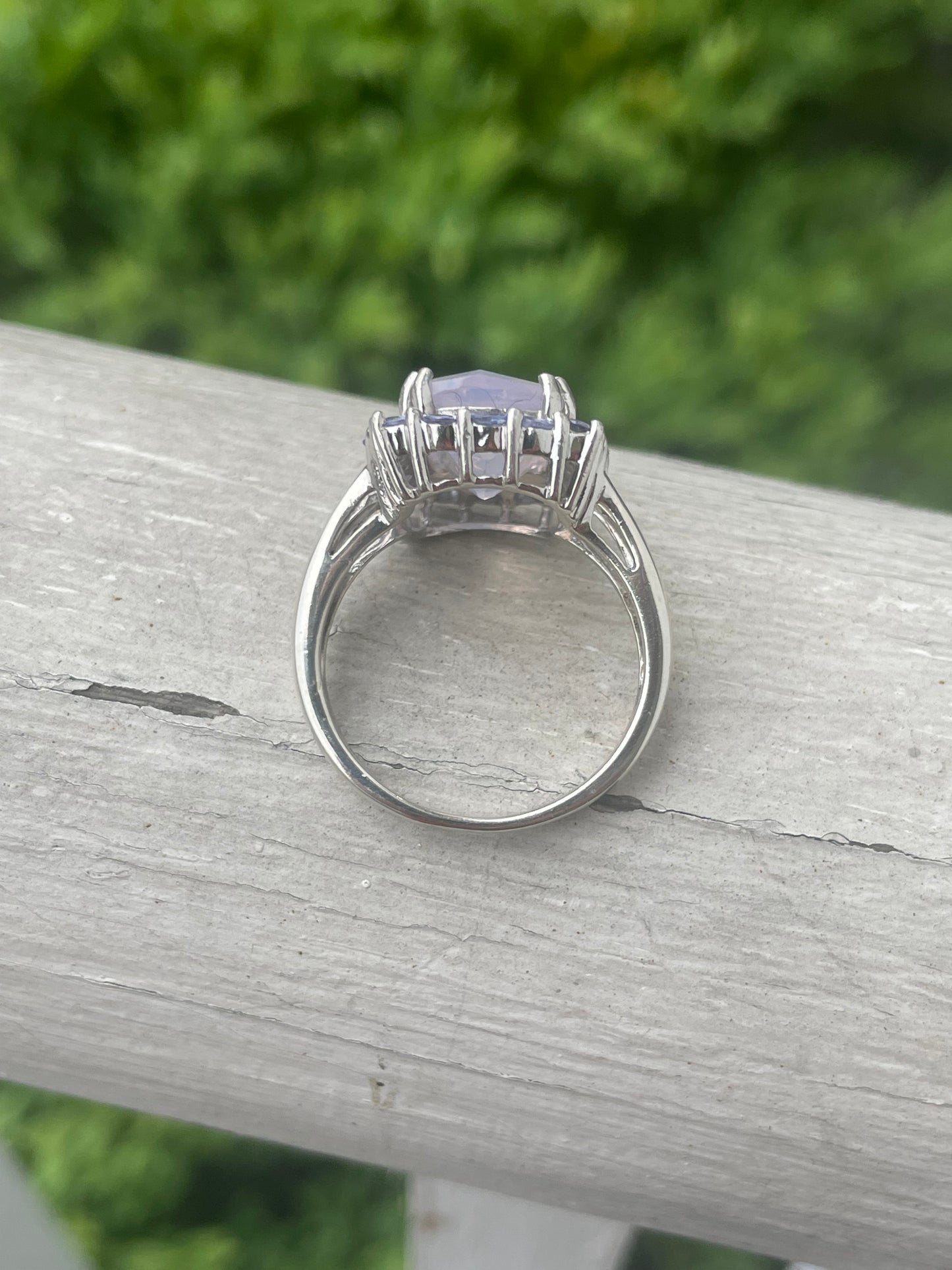 925 Sterling Silver Rose Quartz & Iolite Cluster Ring