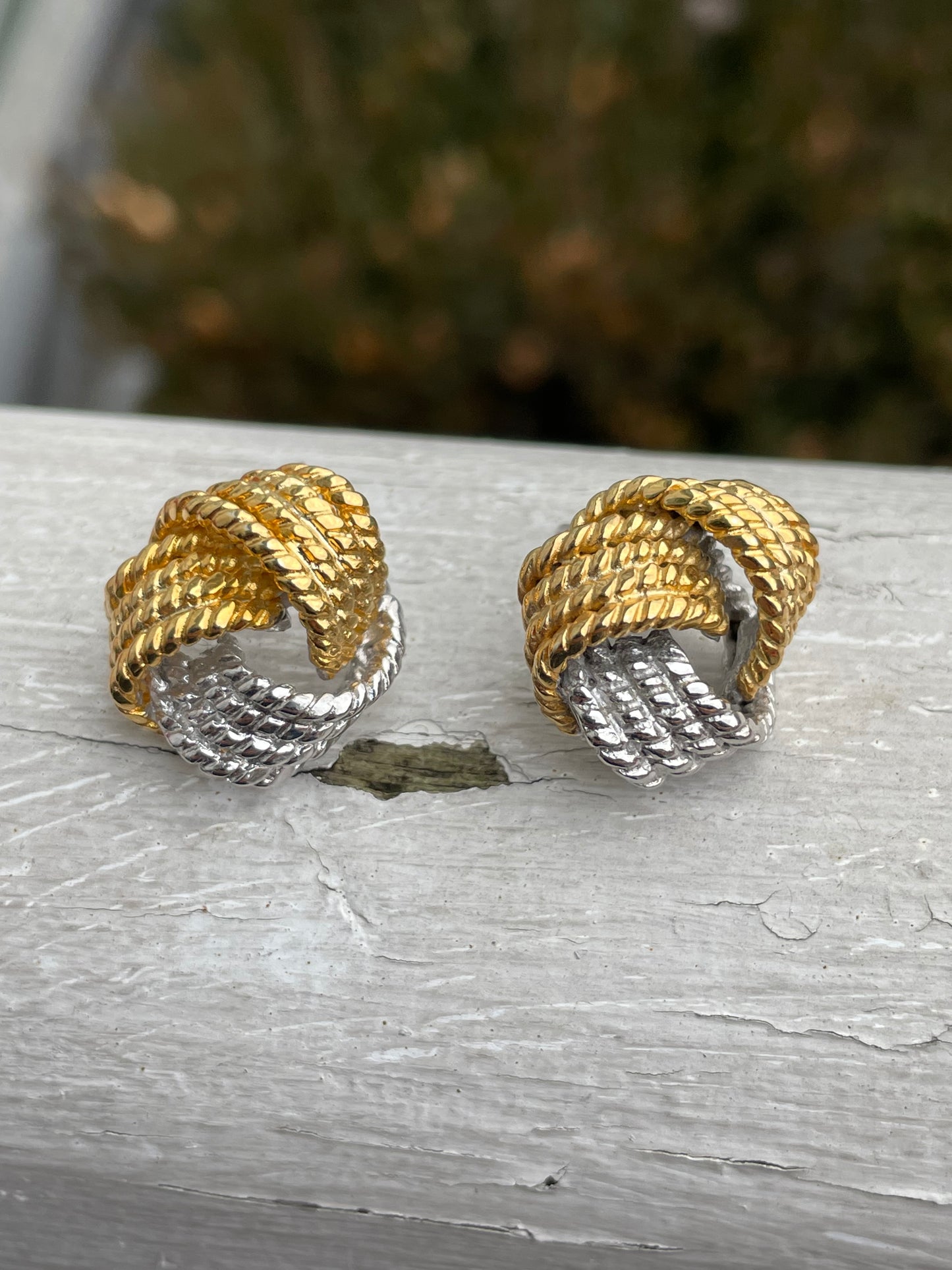 925 Sterling Silver 2tone Vermeil Large knot Earrings