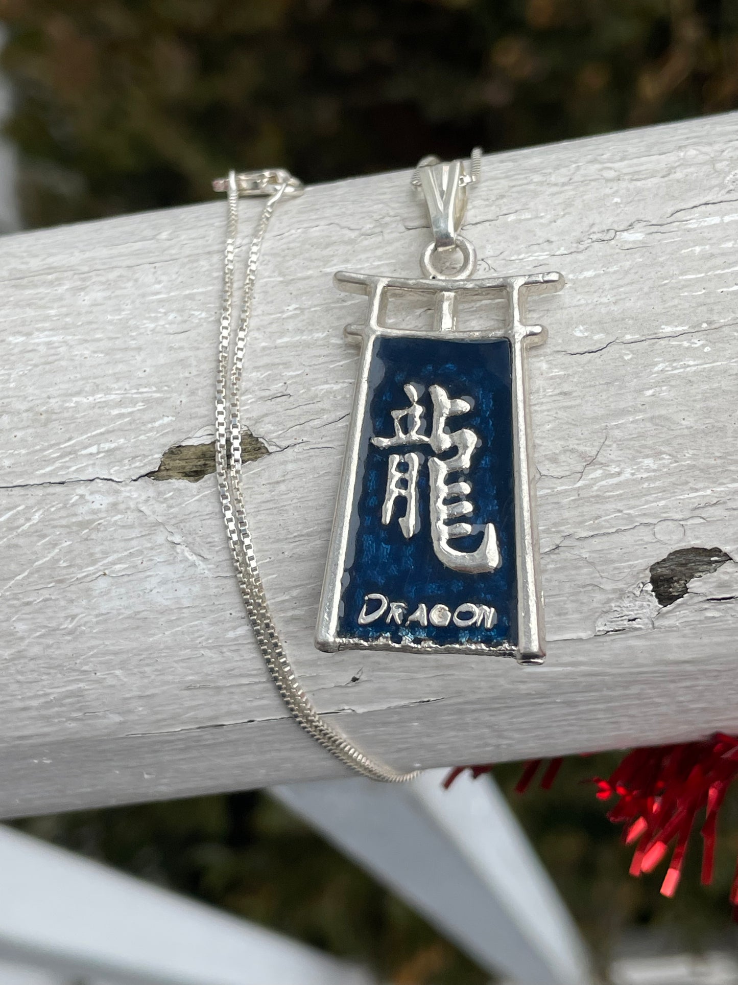 925 Sterling Silver Chinese Dragon Symbol Necklace